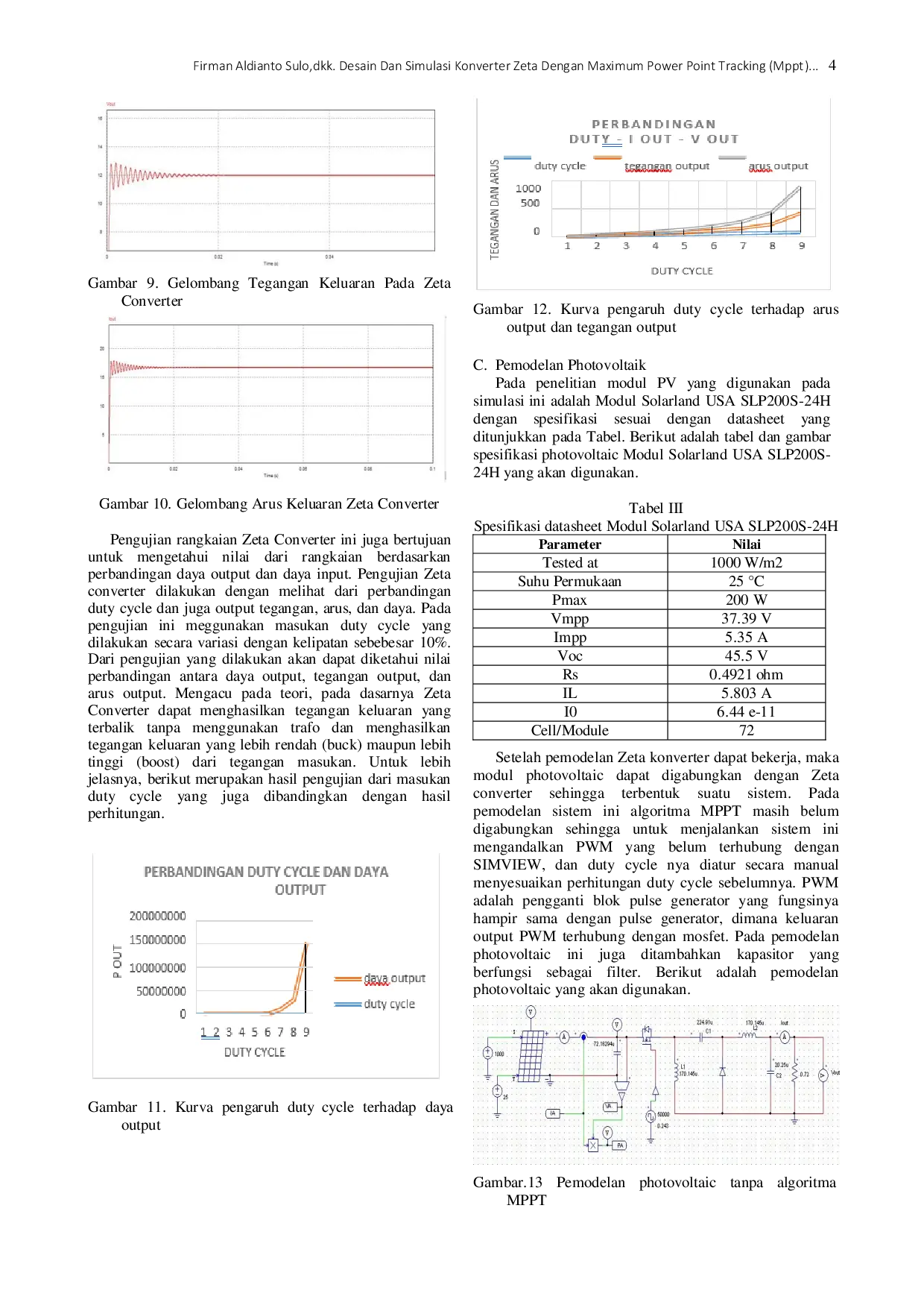 JURIS Desain Dan Simulasi Konverter Zeta Dengan Maximum Power Point Tracking Mppt Metode Incremental Conductance Ic Pada Plts