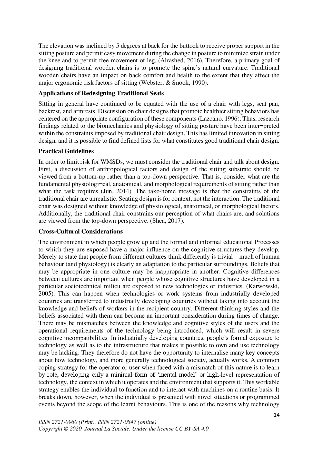 juris Social Beliefs and Ergonomics on Traditional Seat of Wooden Furniture Review of Related Literature