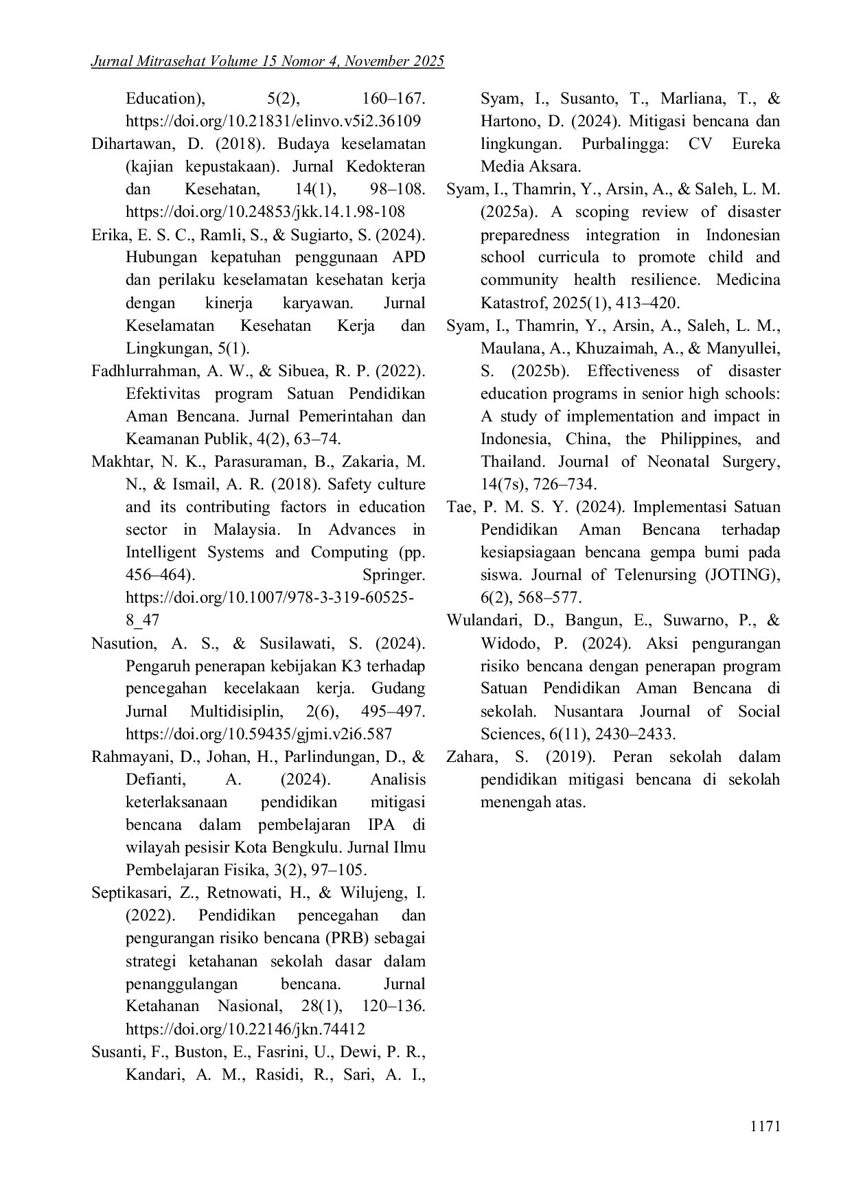 JURIS Hubungan Budaya Keselamatan Sekolah dan Program SPAB Terhadap Penerapan Mitigasi Bencana