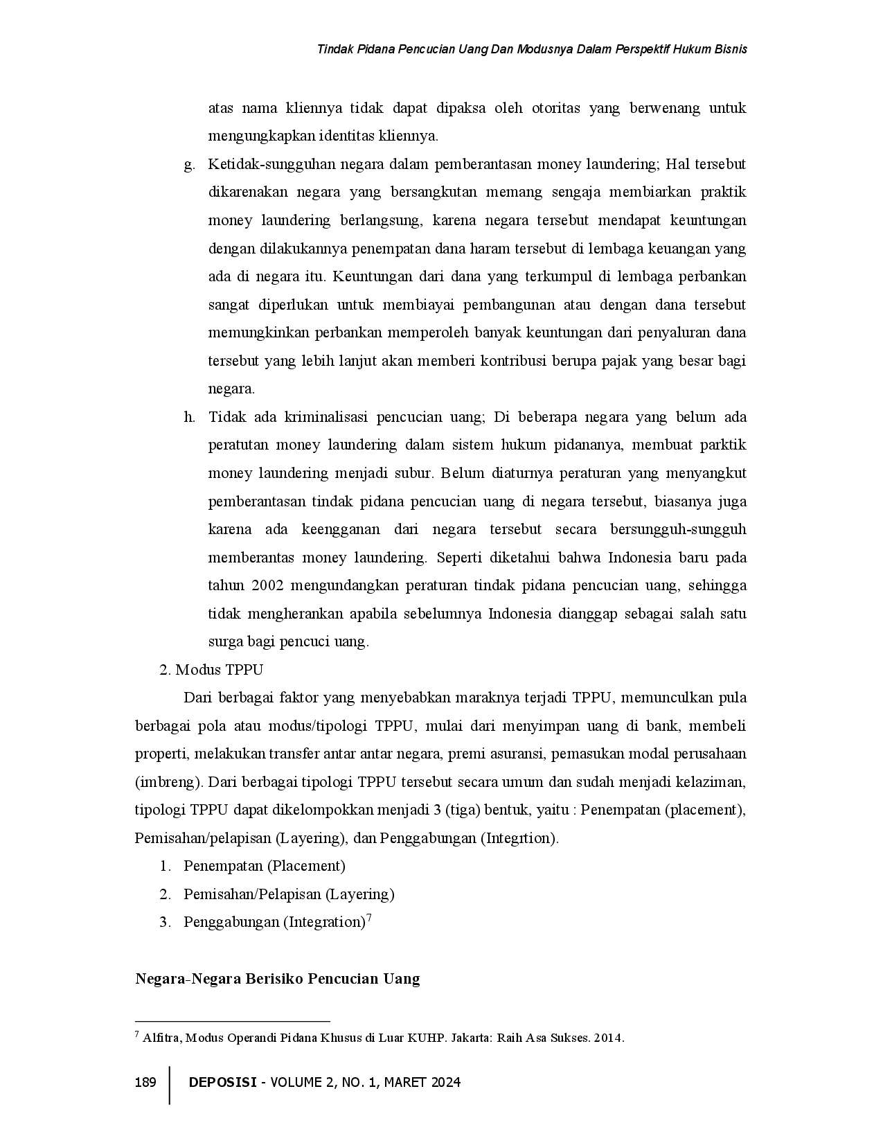 juris Tindak Pidana Pencucian Uang Dan Modusnya Dalam Perspektif Hukum Bisnis