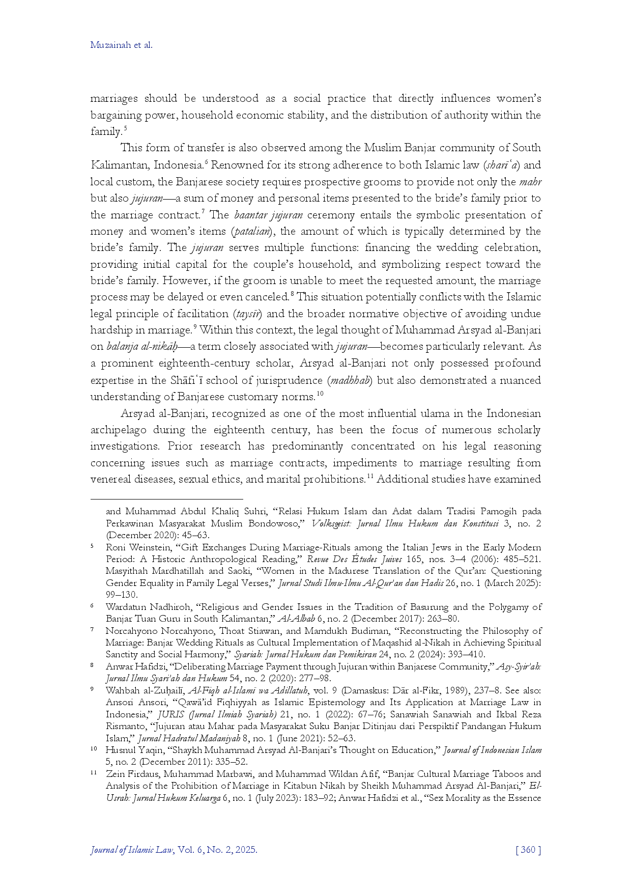 juris Integrating Religious and Customary Financial Obligations in Banjarese Marriages Muhammad Arsyad al Banjari s Islamic Legal Thought on Balanja al NikAu