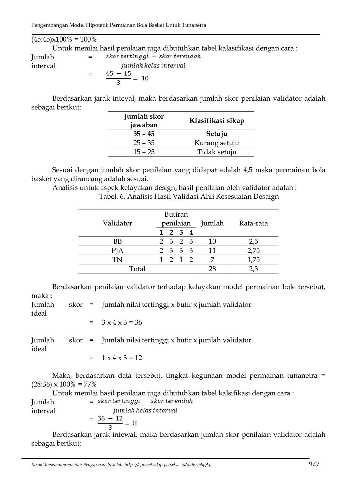 JURIS Pengembangan Model Hipotetik Permainan Bola Basket Untuk Tunanetra