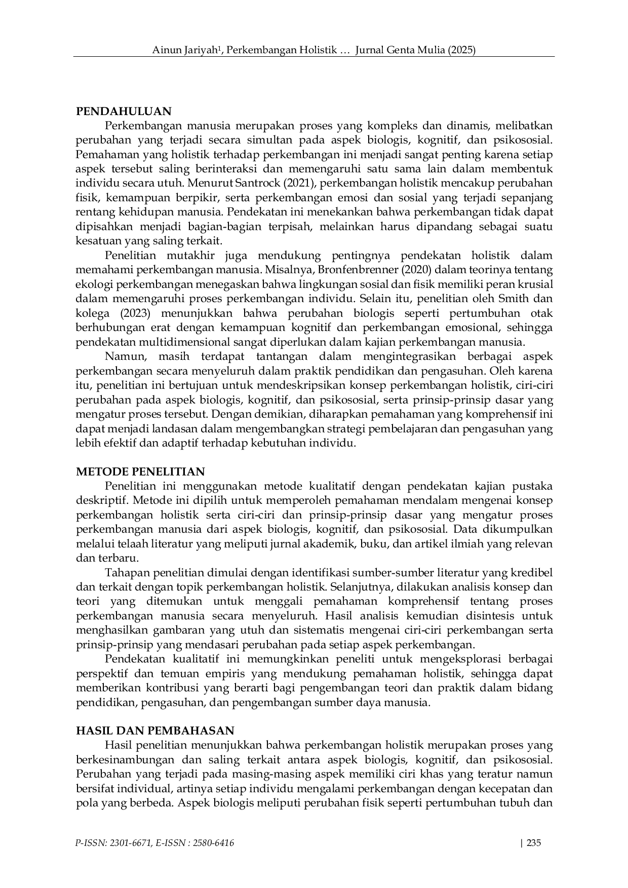 JURIS Perkembangan Holistik Pemahaman Ciri Dan Prinsip Perubahan Biologi Kognitif Serta Psikososial