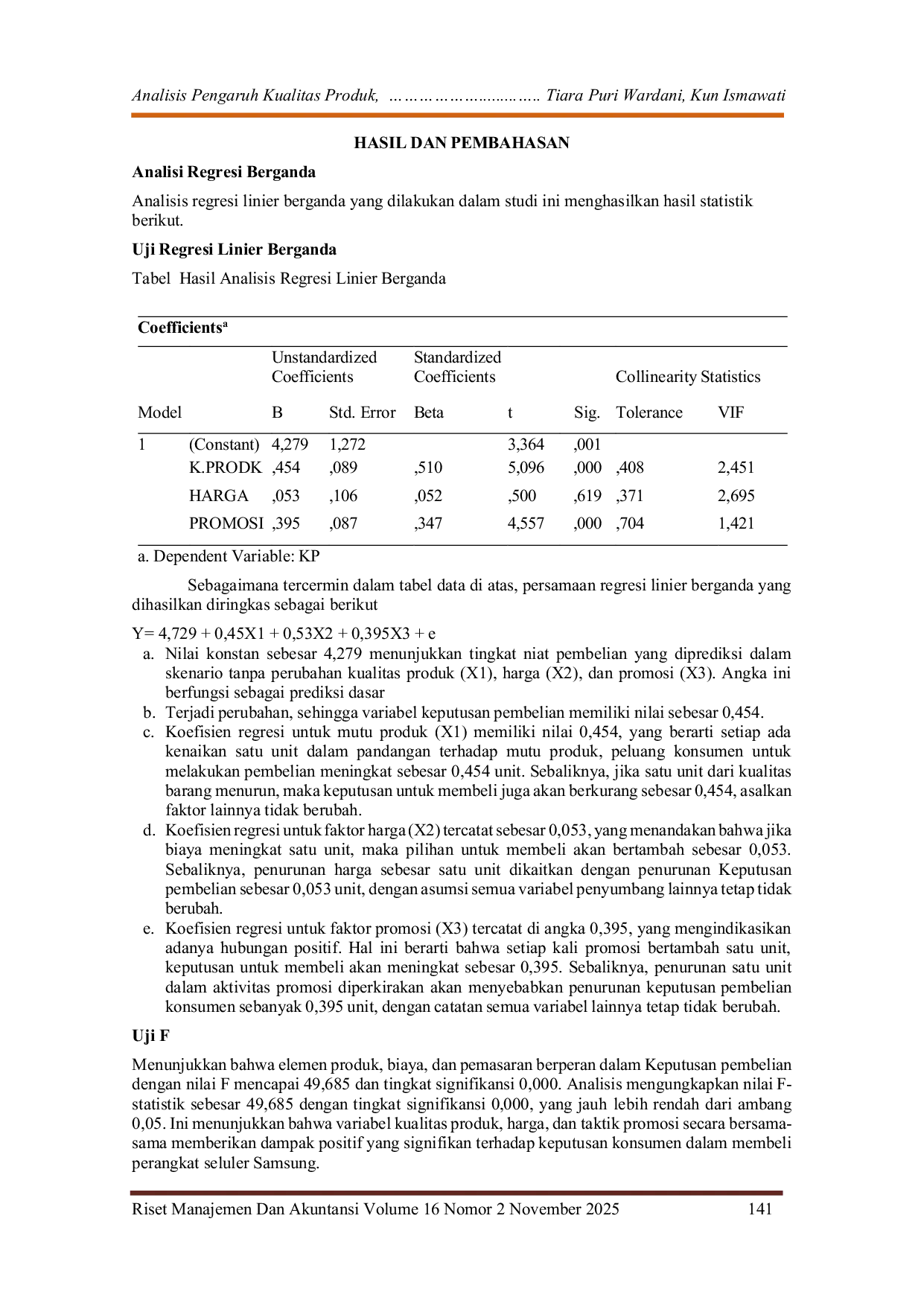 JURIS Analisis Pengaruh Kualitas Produk Harga dan Promosi Terhadap Keputusan Pembelian Handphone Samsung pada Mahasiswa Kampus Negeri di Surakarta