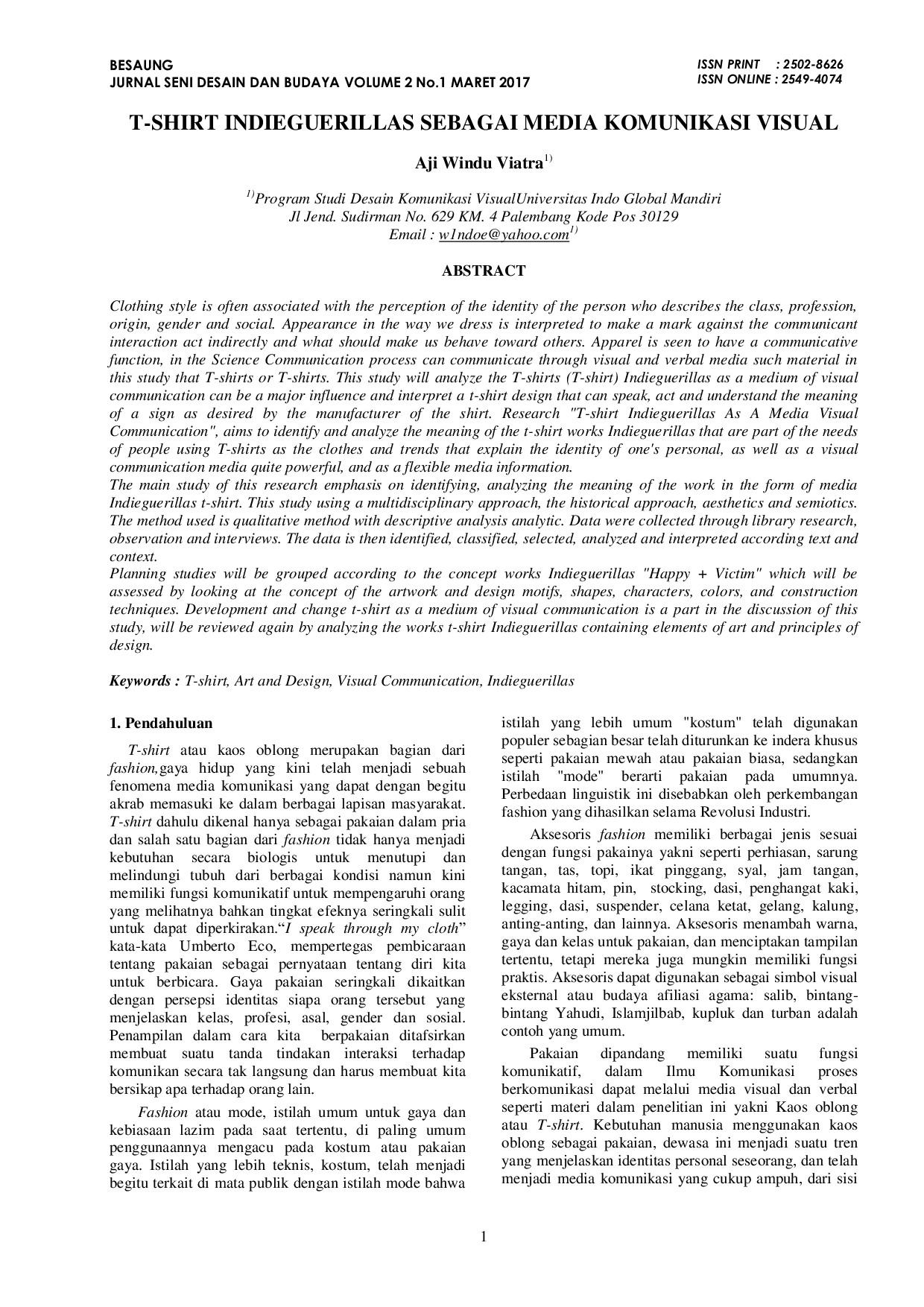 JURIS T Shirt Indieguerillas Sebagai Media Komunikasi Visual