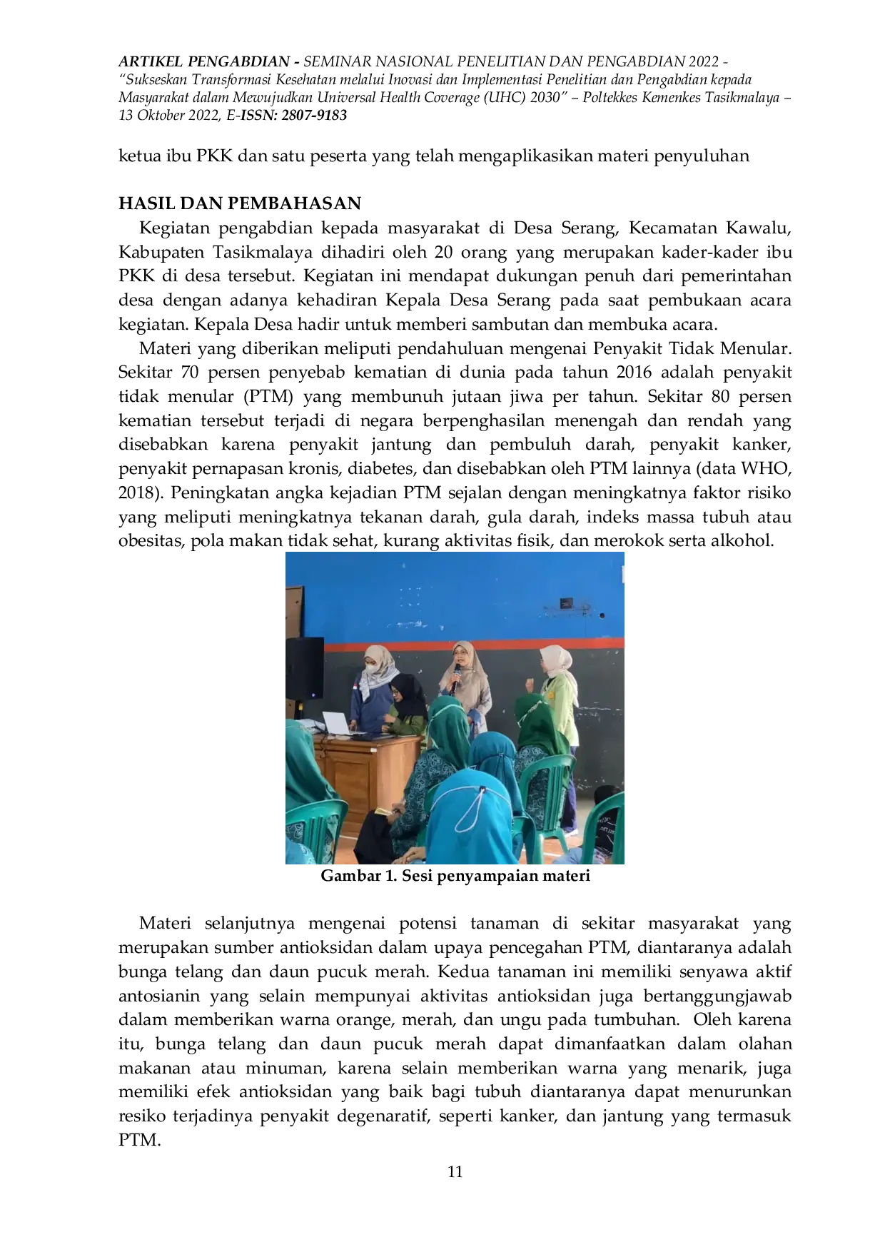 JURIS Sosialisasi Pemanfaatan Tanaman Telang dan Pucuk Merah Untuk Pencegahan PTM di Desa Serang Kabupaten Tasikmalaya