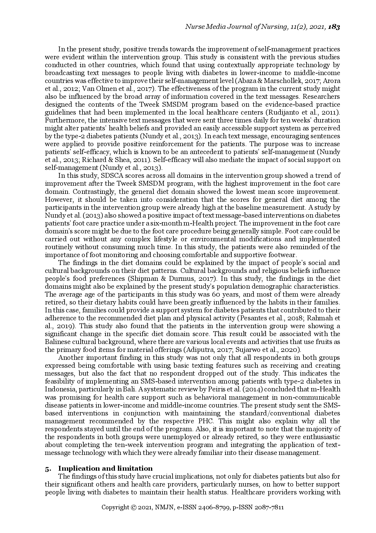 juris Effect of a Ten Week Short Message Service Based Intervention on Self Management of Type 2 Diabetes Patients in Bali Indonesia