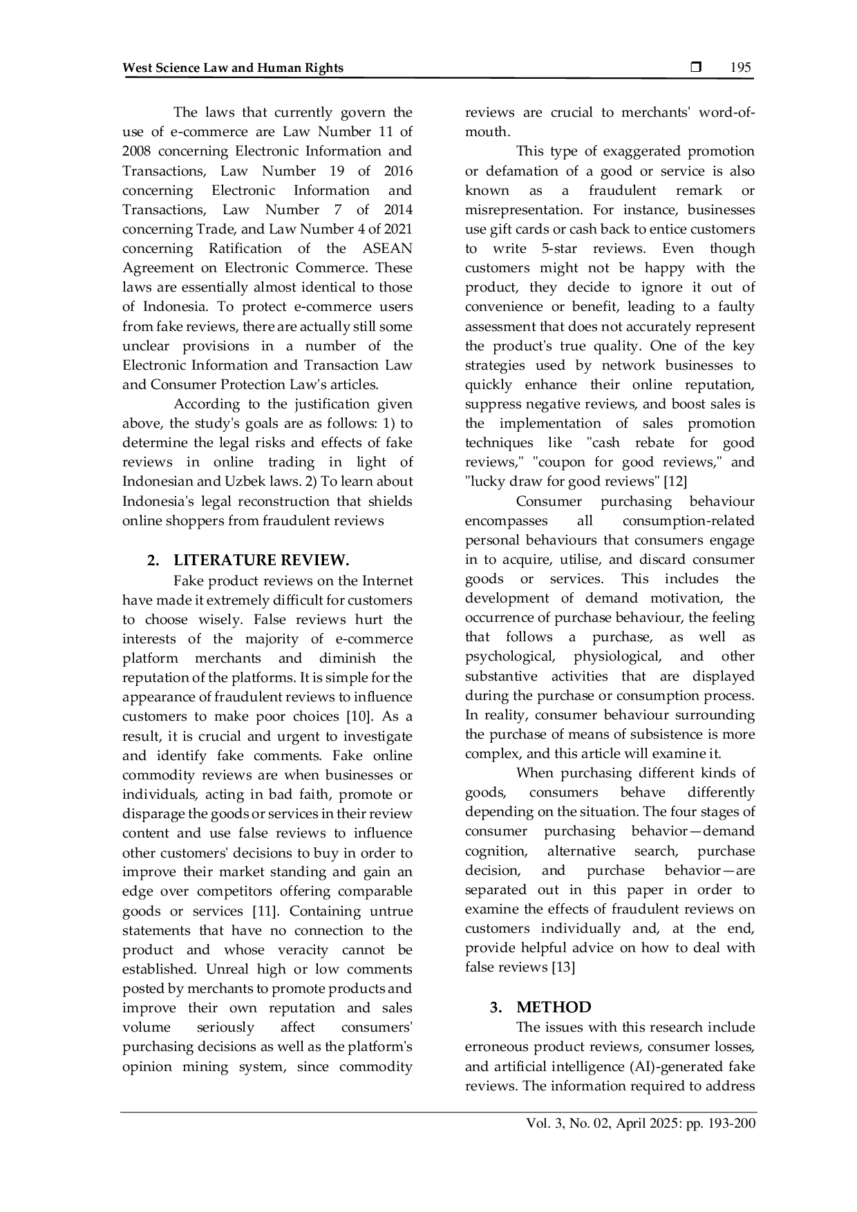 JURIS Legal Risk and Impact of Fake Review in Online Commerce Comparative Study Indonesia and Uzbekistan