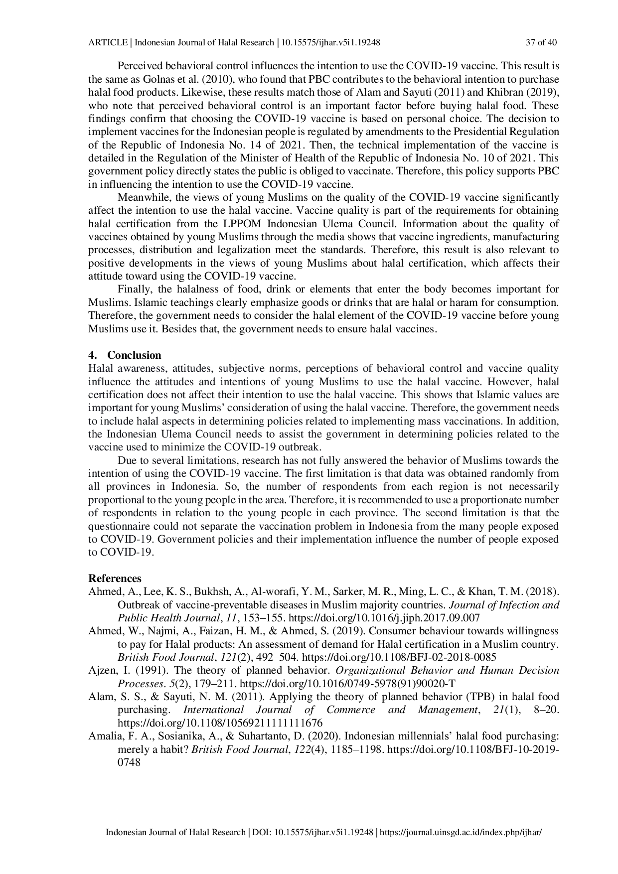 JURIS Does Halalness Affect Young Muslims Intentions to Use the COVID 19 Vaccine