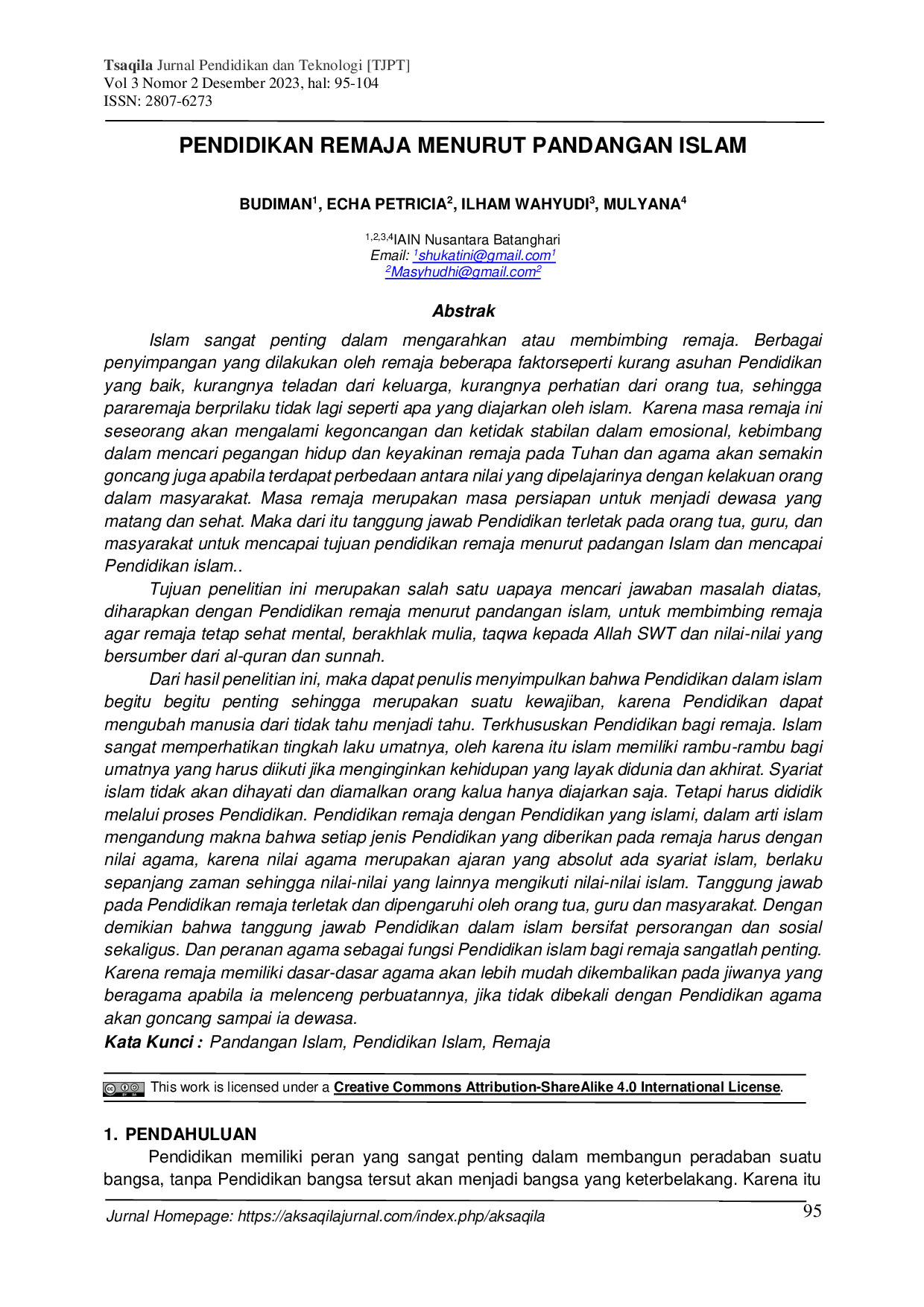JURIS Pendidikan Remaja Menurut Pandangan Islam