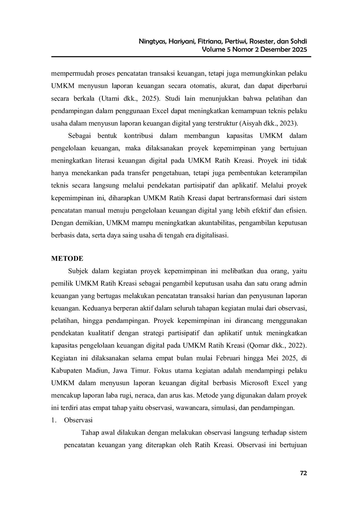 JURIS Pendampingan Penyusunan Laporan Keuangan Berbasis Excel di UMKM Kabupaten Madiun