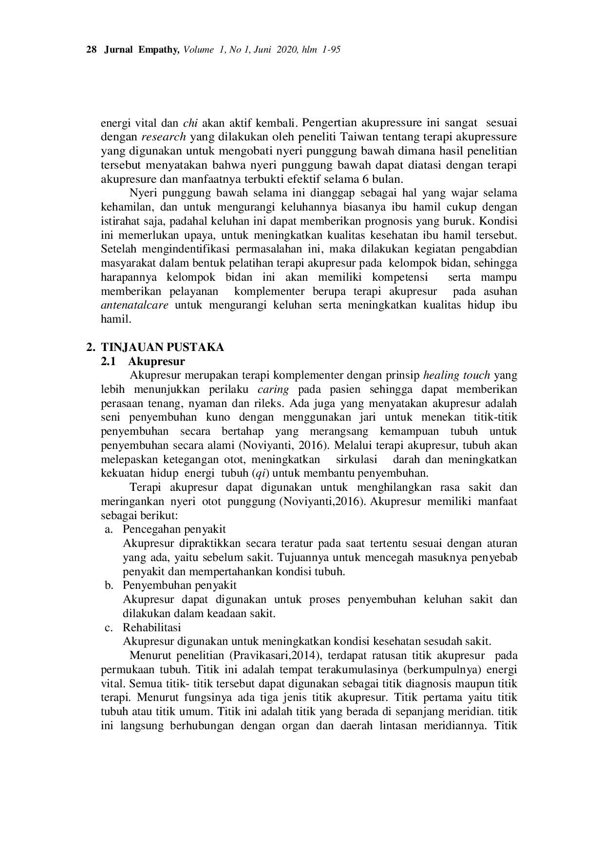 JURIS Pelatihan Massage Akupressur pada Kelompok Bidan sebagai Asuhan Komplementer pada Ibu Hamil Trimester III