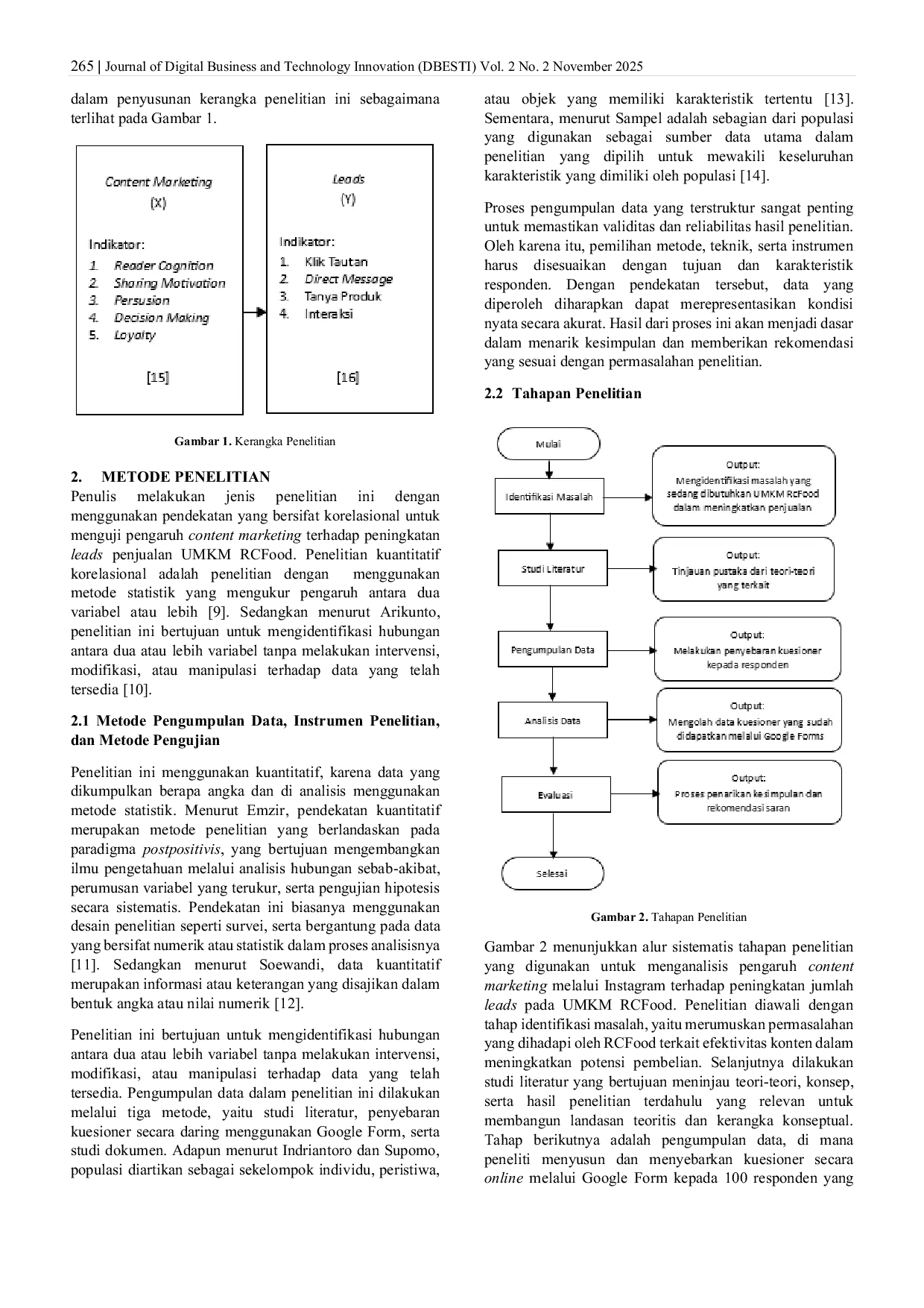 JURIS Pengaruh Content Marketing Instagram terhadap Potensi Leads Penjualan pada UMKM Kuliner