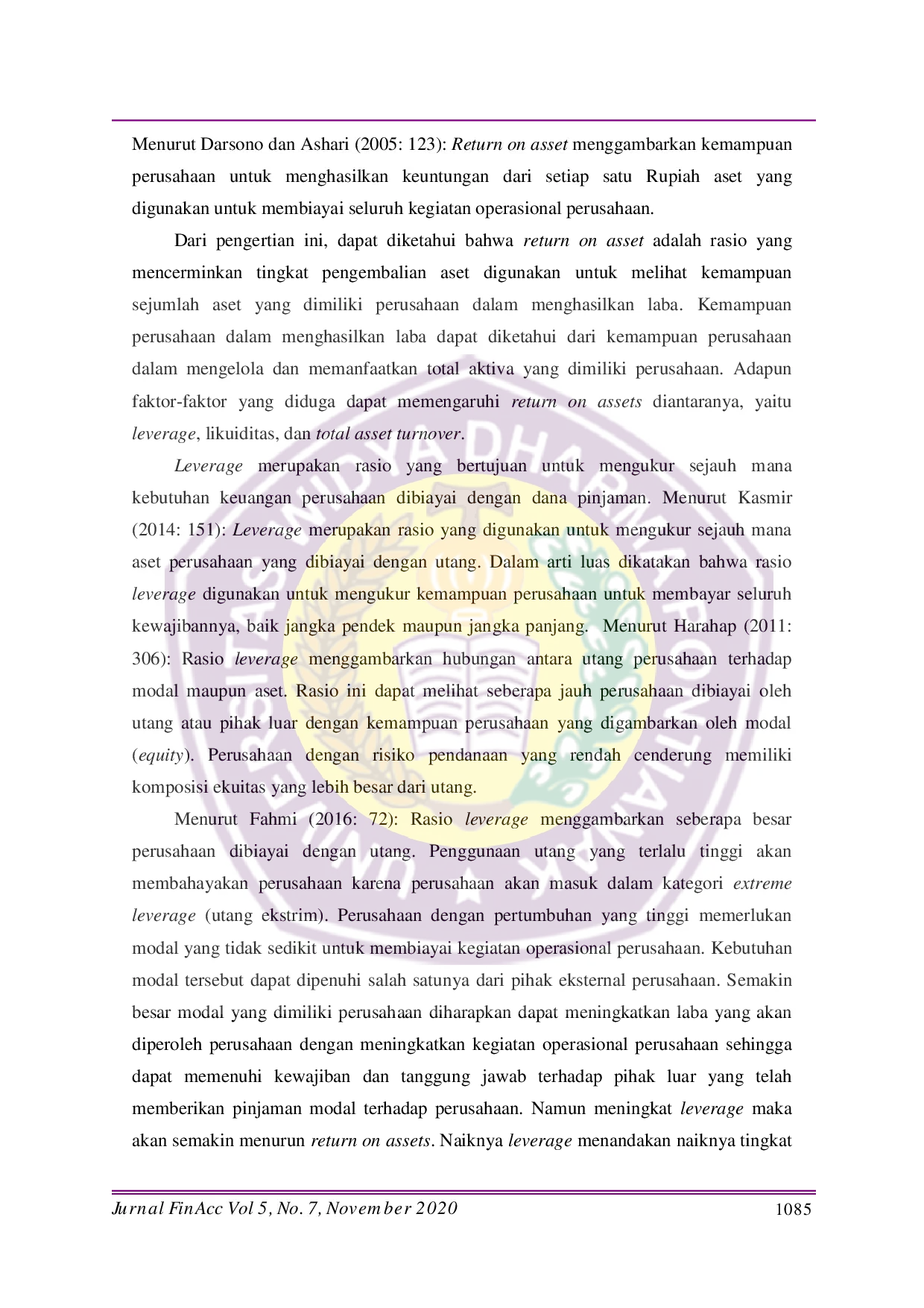 JURIS Analisis Pengaruh Leverage Likuiditas Dan Total Asset Turnover Terhadap Return On Assets Pada Perusahaan Sektor Aneka Industri Di Bursa Efek Indonesia