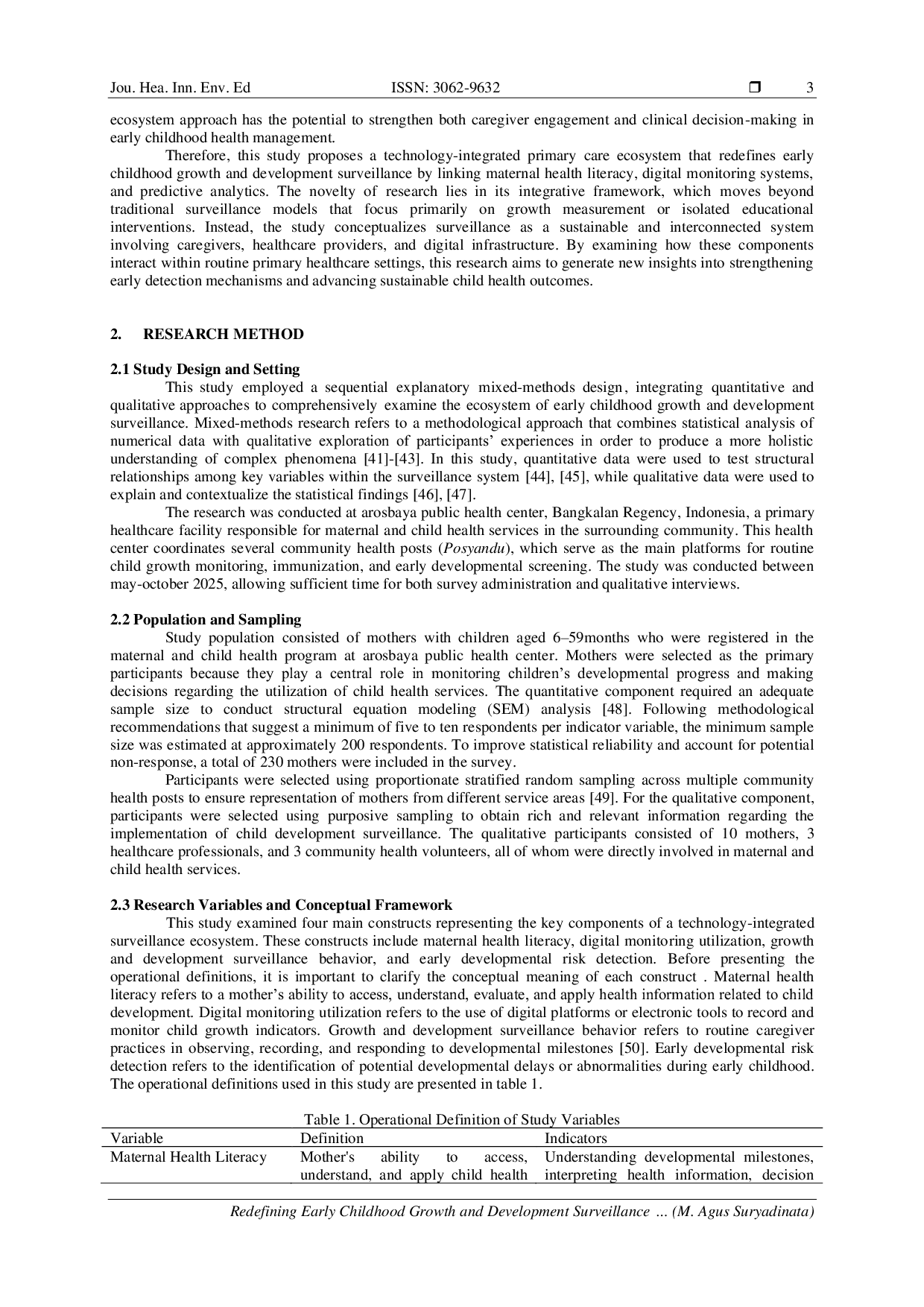 JURIS Redefining Early Childhood Growth and Development Surveillance A Sustainable Technology Integrated Primary Care Ecosystem Linking Maternal Health Literacy Digital Monitoring and Predictive Analyti