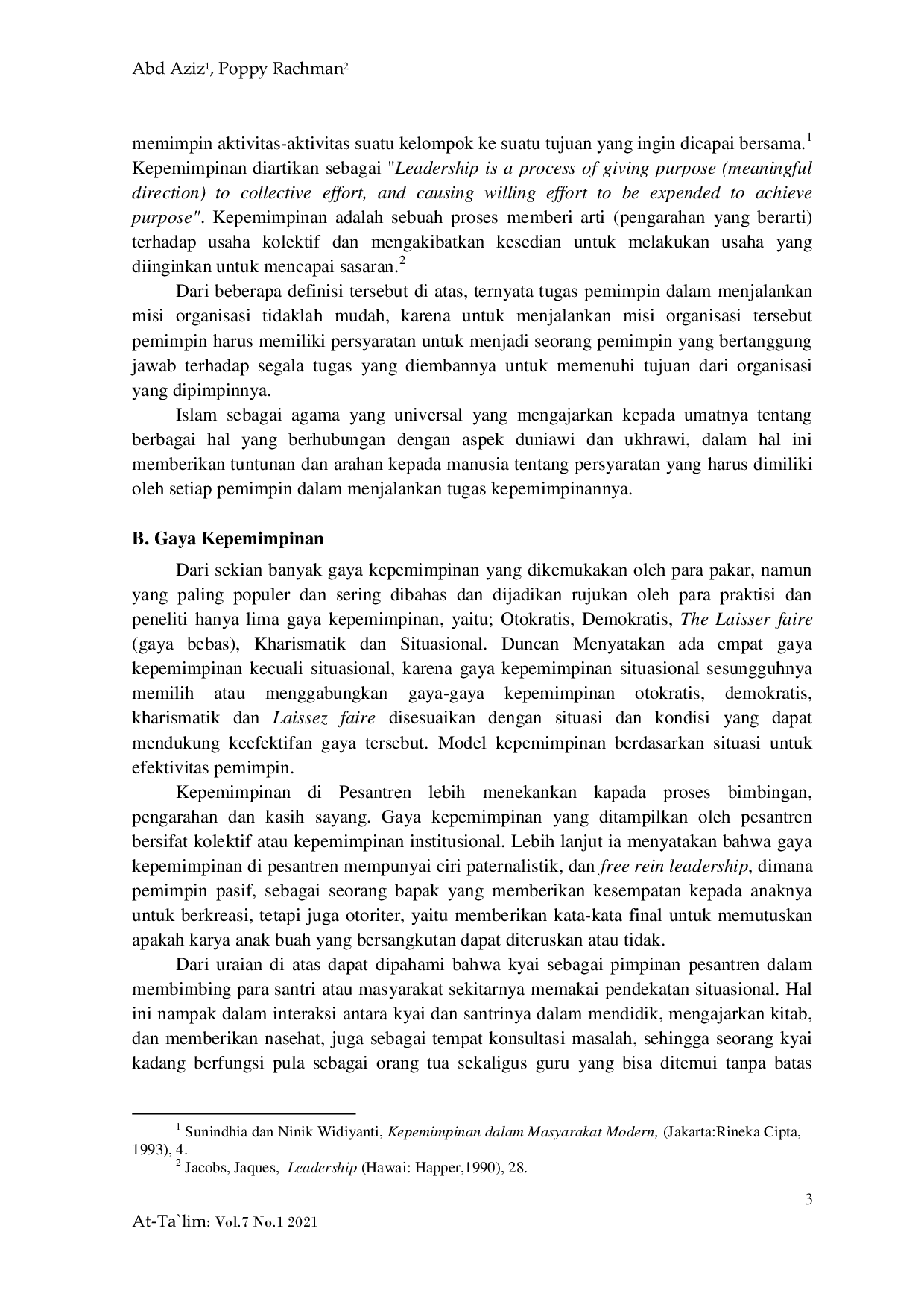 JURIS Kepemimpinan dan Peningkatan Mutu Pendidikan di Pesantren