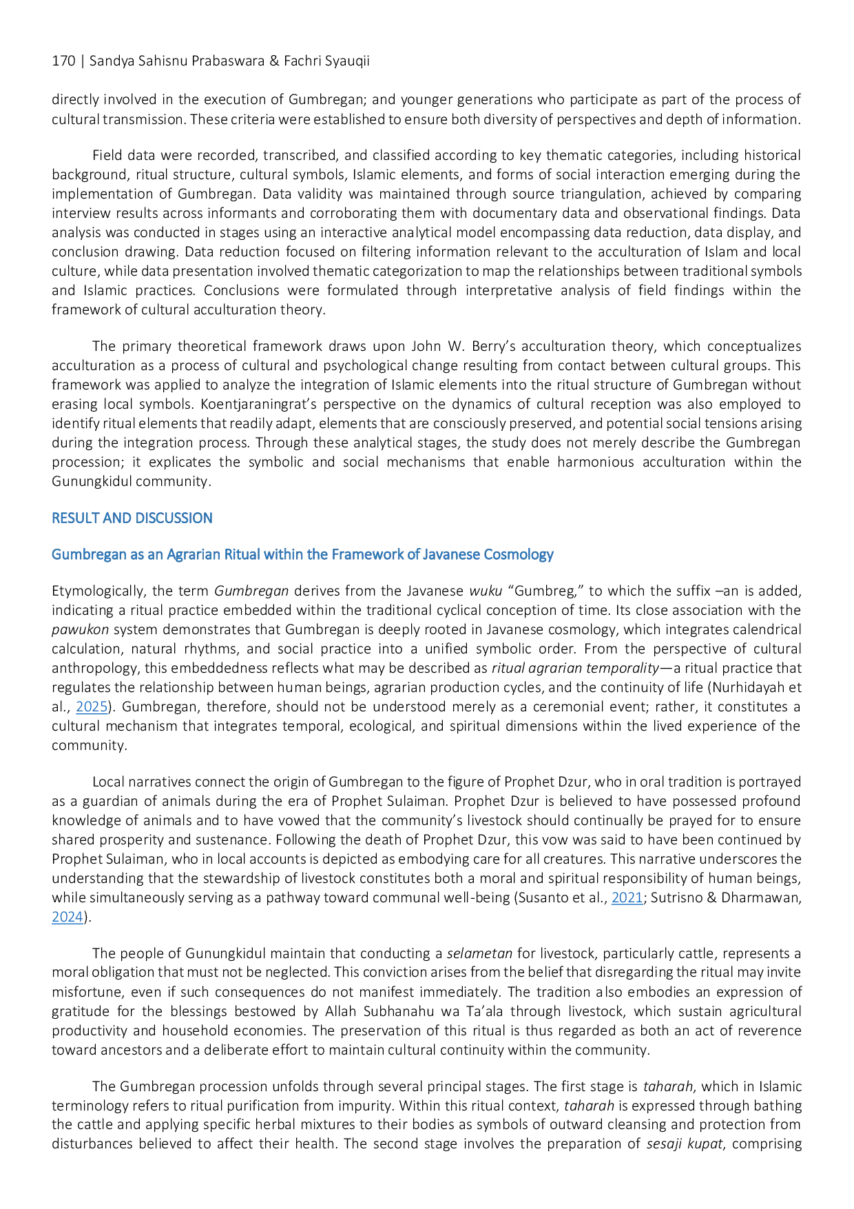 JURIS Islamic Acculturation and Local Tradition in the Gumbregan Ritual The Dynamics of Islamic Expression in the Gunungkidul Community