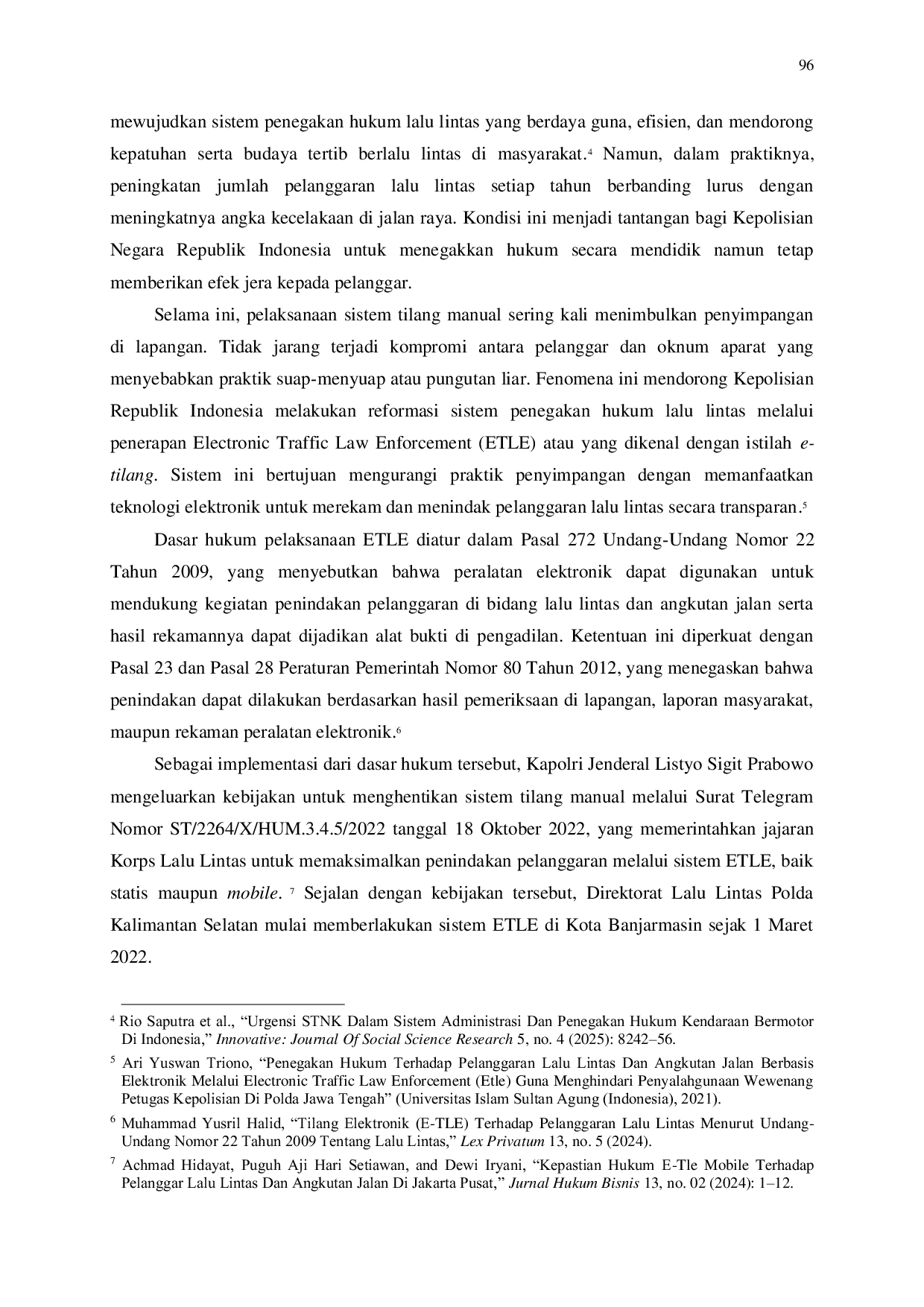 JURIS Keadilan Restoratif dan Penegakan Hukum Lalu Lintas di Era Tilang Elektronik Studi pada Polda Kalimantan Selatan