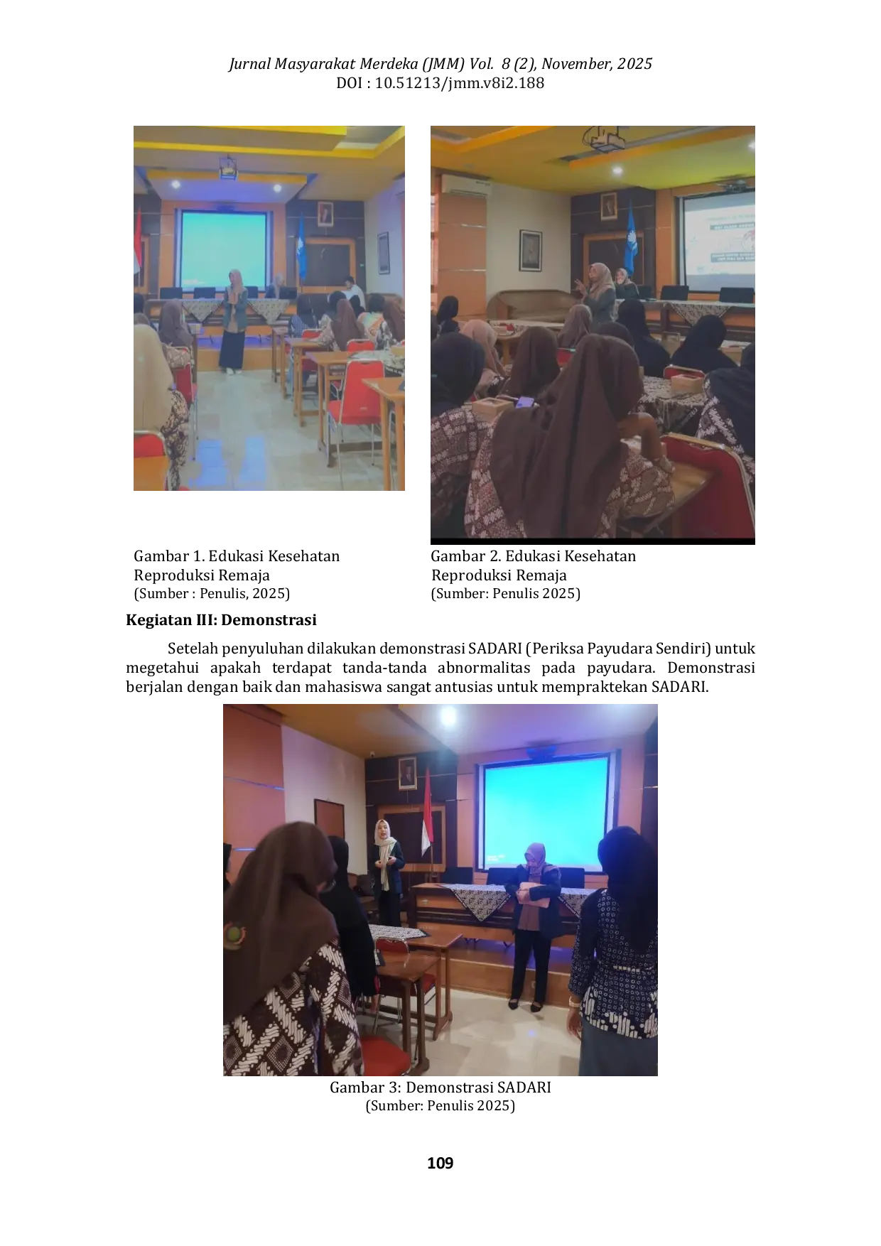 JURIS Edukasi Kesehatan Reproduksi Remaja Menstruasi Dismenorea dan Periksa Payudara Sendiri Sadari