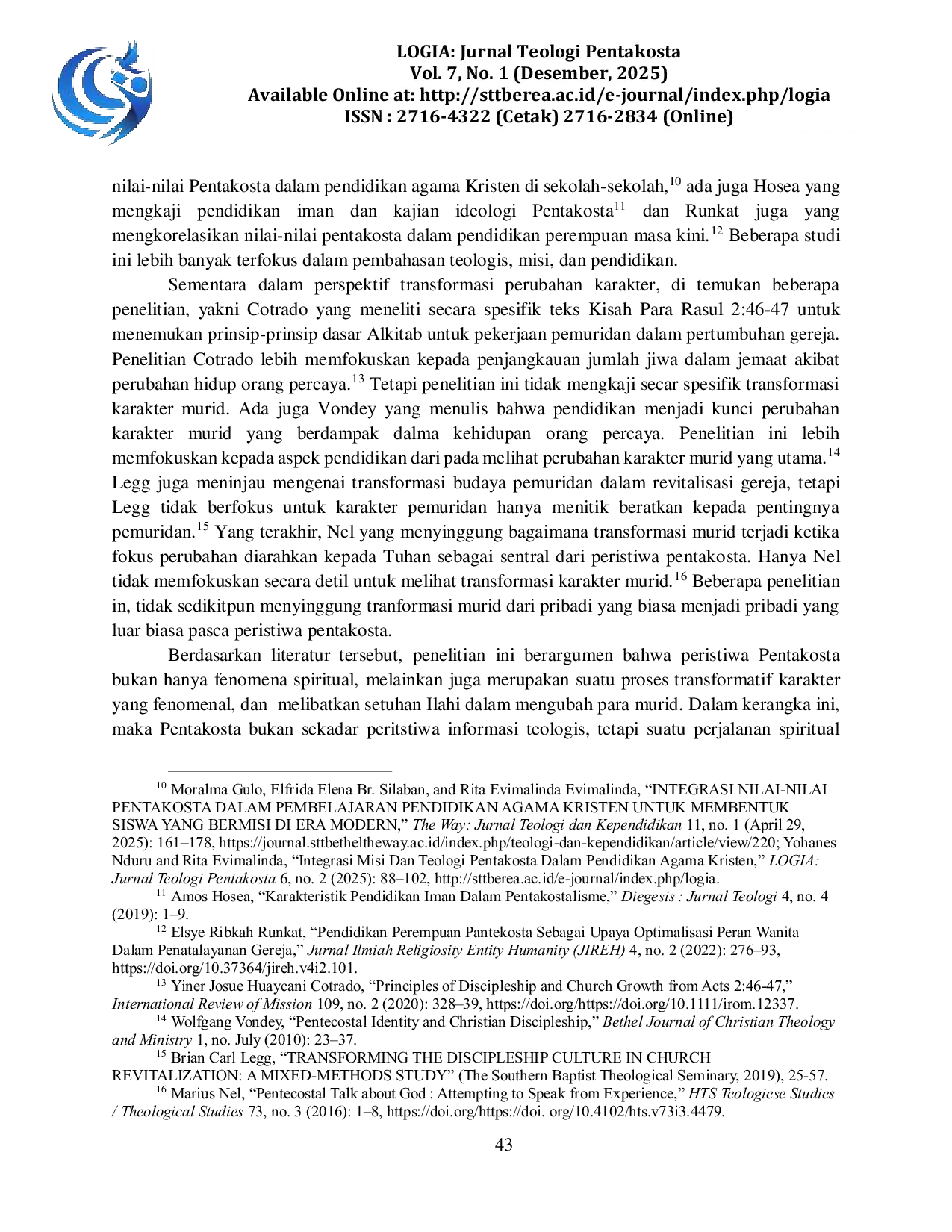 JURIS Pentakosta Sebagai Transformasi Karakter Orang Percaya Kajian Etnoskopik Dalam Kisah Para Rasul 2 1 11