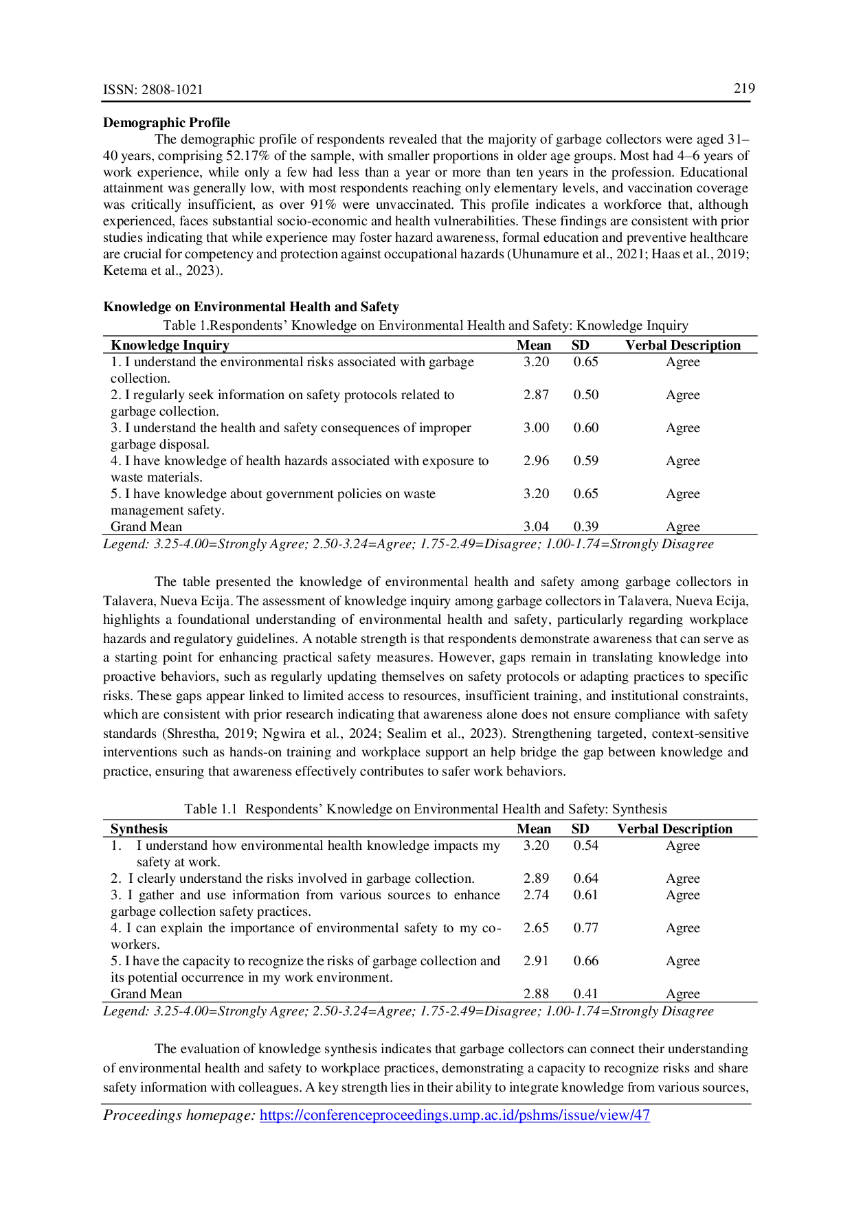 JURIS Knowledge and Practices on Environmental Health and Safety Among Garbage Collectors in Talavera Nueva Ecija