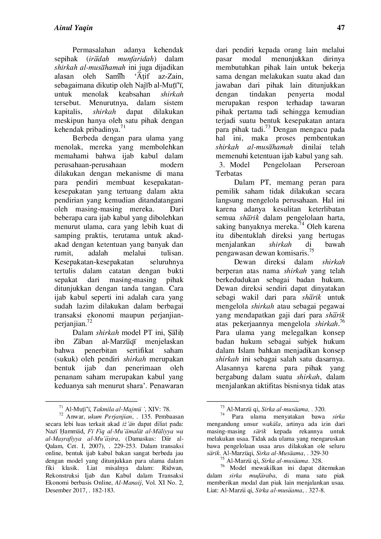 JURIS Perseroan Terbatas Syariah Konsep dan Legalitasnya Perspektif Hukum Islam