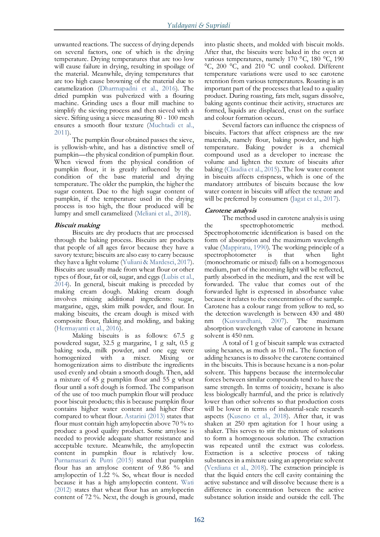 JURIS Analisis Karoten pada Biskuit yang Dibuat dari Tepung Labu Kuning Cucurbita moschata Durch pada Berbagai Suhu Pemanasan