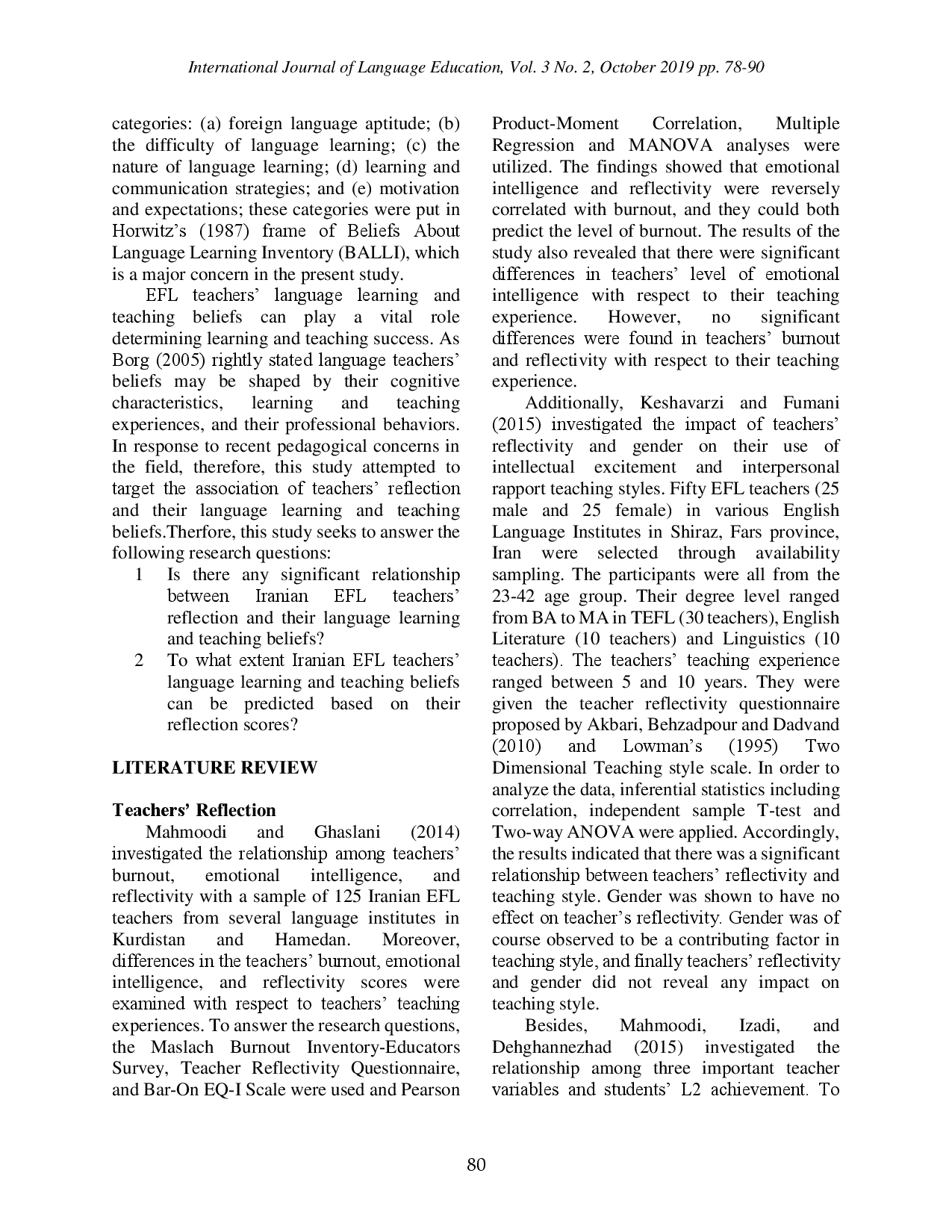 juris An Exploratory Interplay of EFL Teachers Reflection and Their Teaching and Learning Beliefs