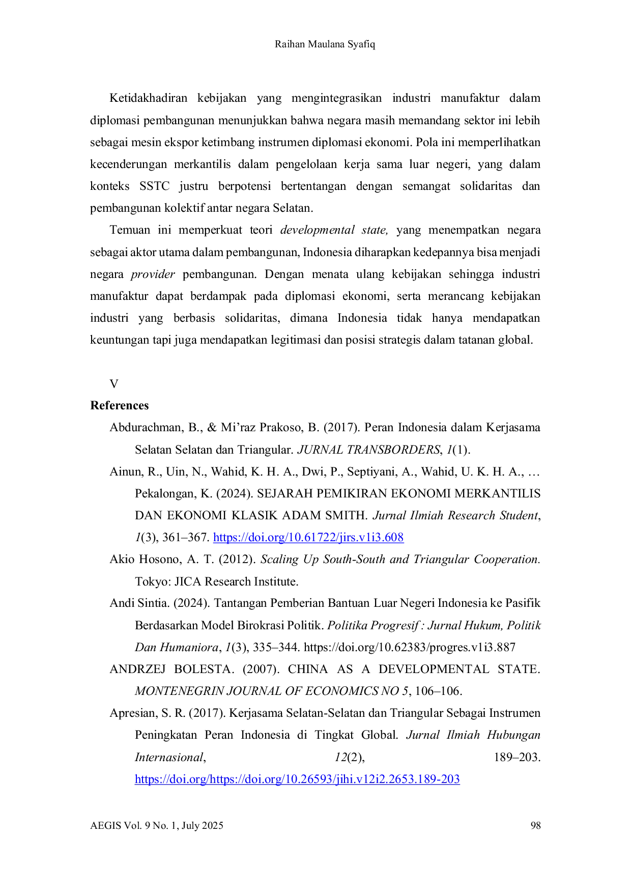 JURIS Kemitraan Strategis Kontribusi Industri Manufaktur Indonesia dalam Kerjasama Selatan Selatan dan Triangular