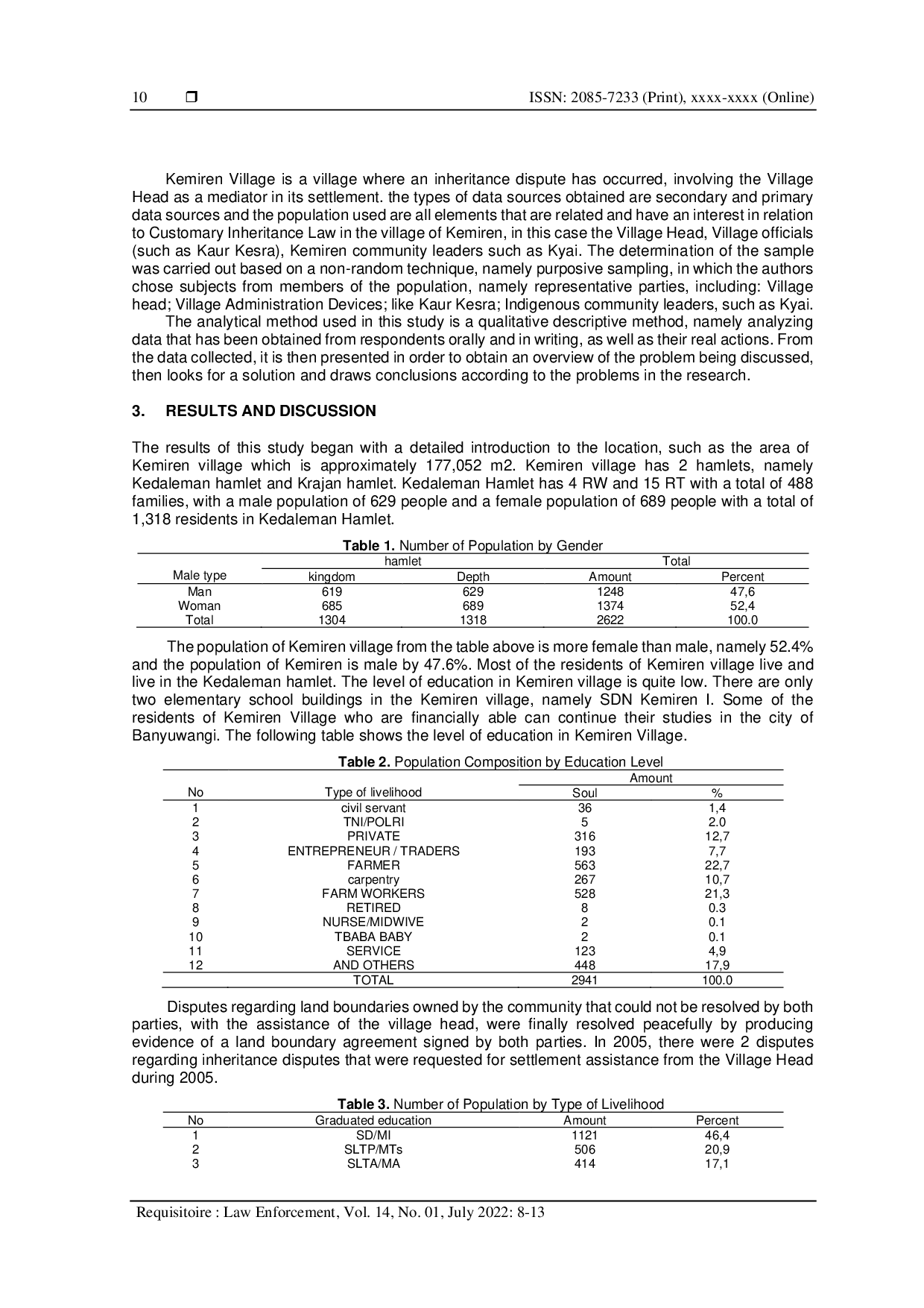 JURIS Peran Kepala Desa dalam Menyelesaikan Sengketa Warisan di Luar Pengadilan dalam Hukum Waris Adat Suku Osing Blambangan Studi di Desa Kemiren Kecamatan Glagah Kabupaten Banyuwangi