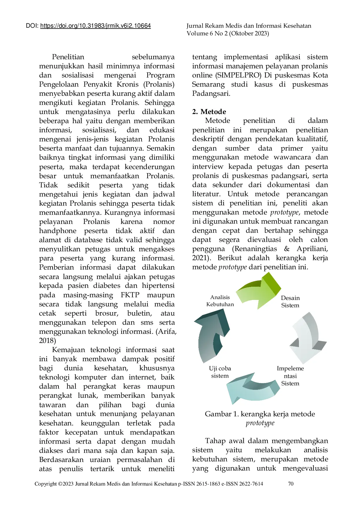 JURIS Implementation of the Prolanis Online Health Service Management Information System Application SIMPELPRO at the Semarang City Public Health Center Case Study at Padangsari Public Health Center Sem