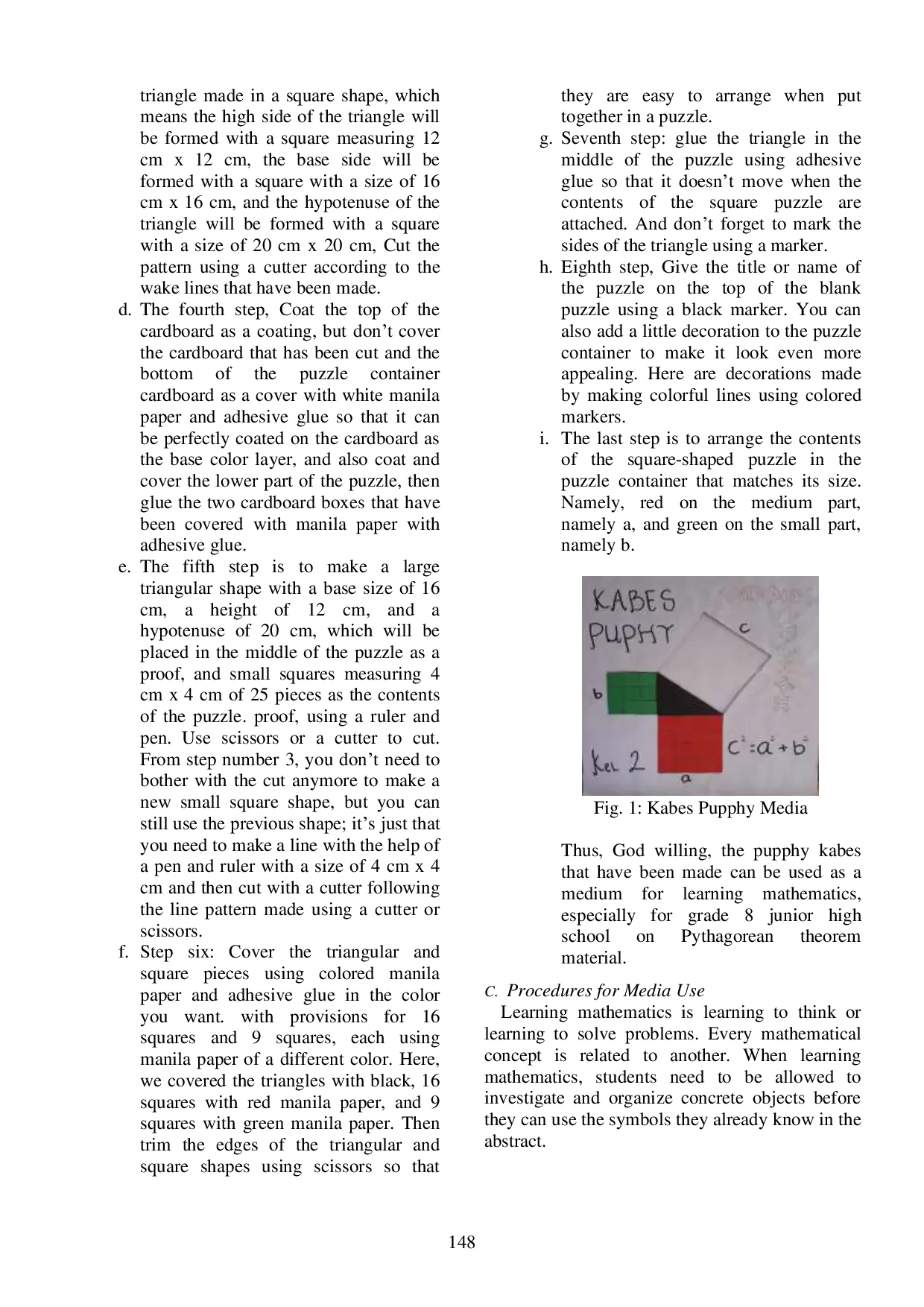 JURIS Kabes Pupphy Learning Media Pythagorean Proving Puzzle for Mathematics Learning Pythagorean Material