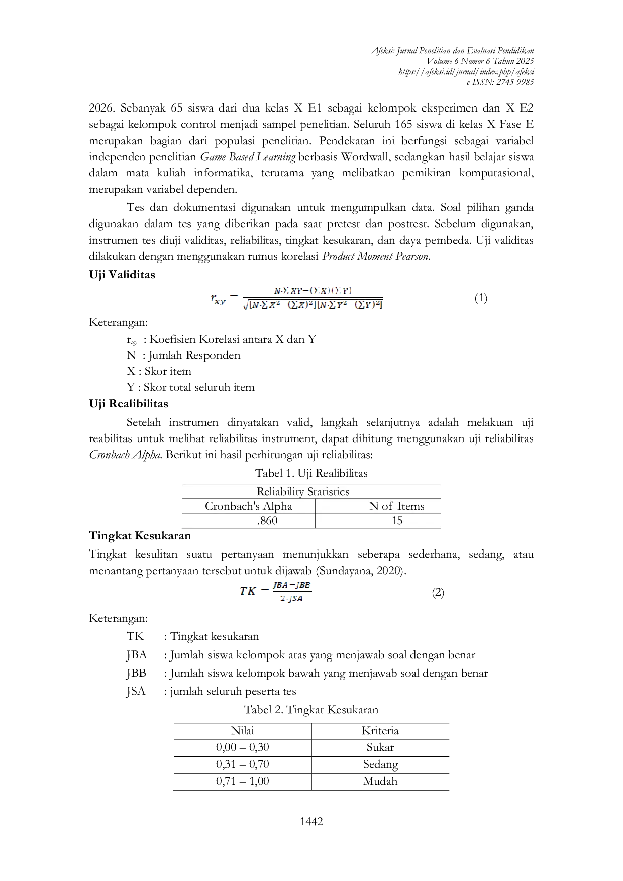 JURIS Pengaruh Metode Game Based Learning Menggunakan Wordwall Terhadap Hasil Belajar Siswa pada Mata Pelajaran Informatika