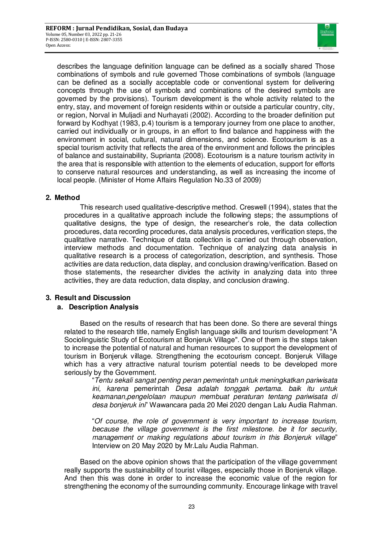 JURIS An Analysis of Language and Tourism Development A Sociolinguistic Approach