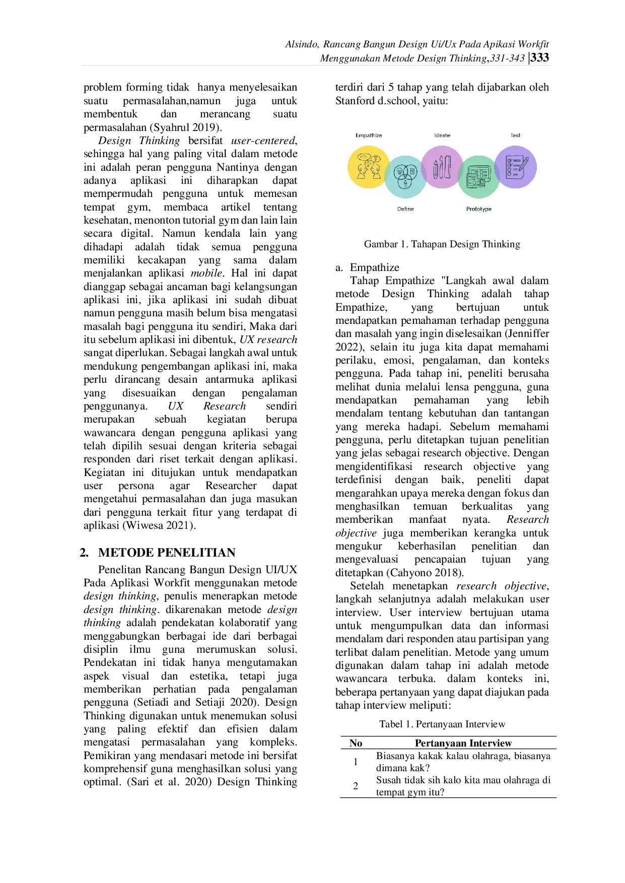 JURIS Rancang Bangun Design Ui Ux Pada Aplikasi Workfit Menggunakan Metode Design Thinking