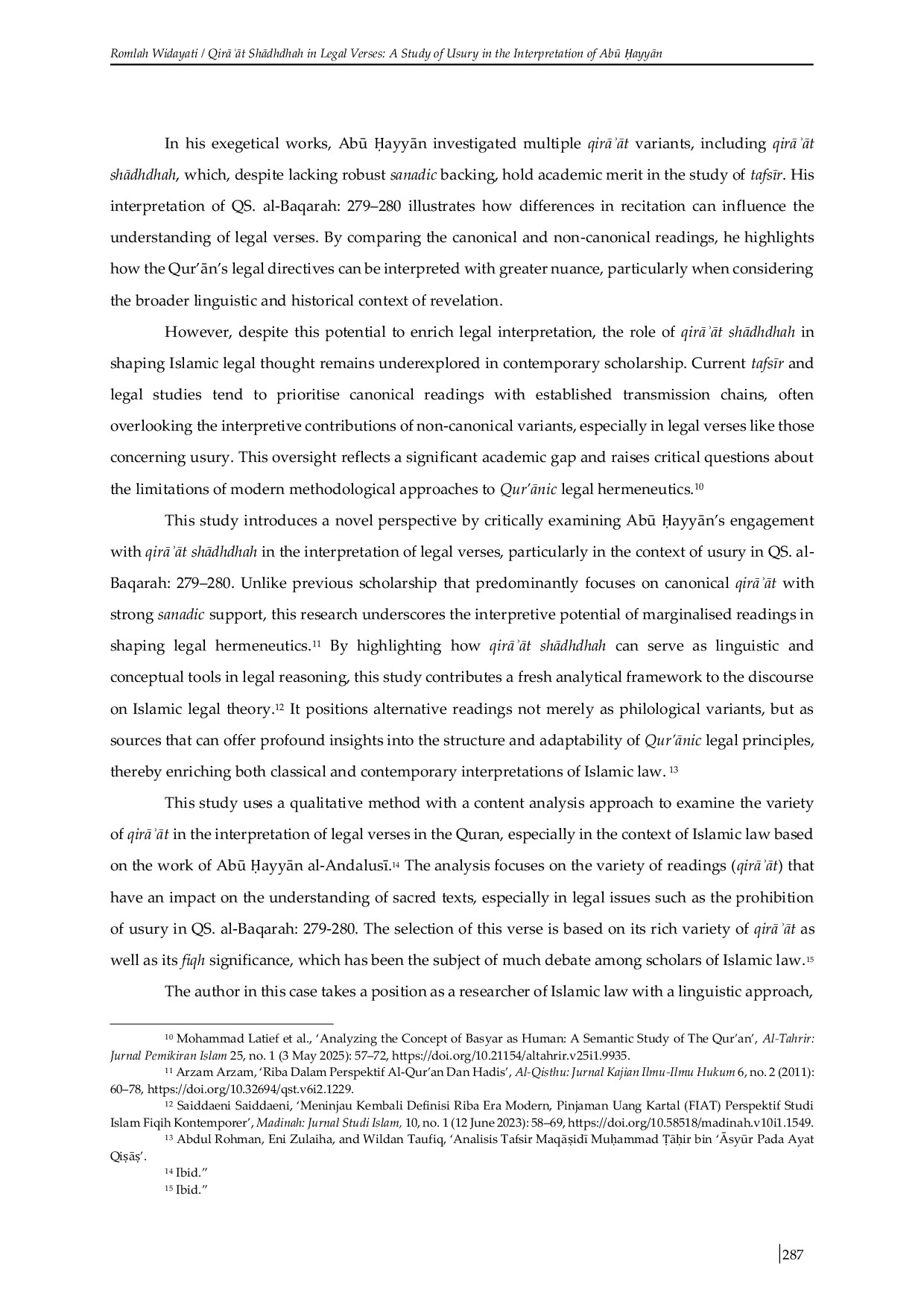 JURIS QirAAt ShAdhdhah in Legal Verses A Study of Usury in the Interpretation of Ab ayyAn