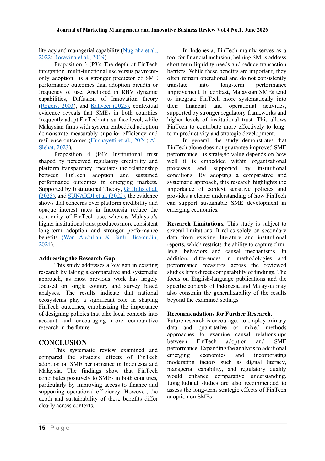 JURIS From FinTech Adoption to Strategic Performance A Comparative Systematic Review of SMEs in Indonesia and Malaysia