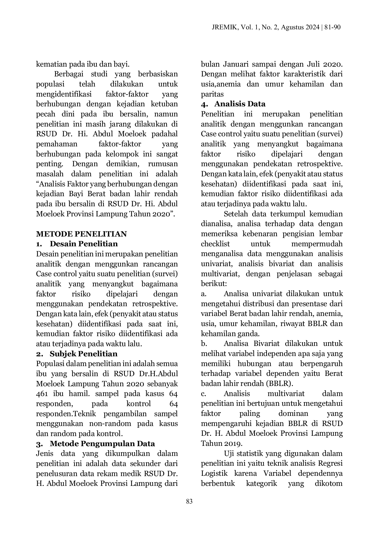 JURIS Pengaruh Senam Ergonomik Terhadap Tekanan Darah Pada Lansia Yang Mengalami Hipertensi