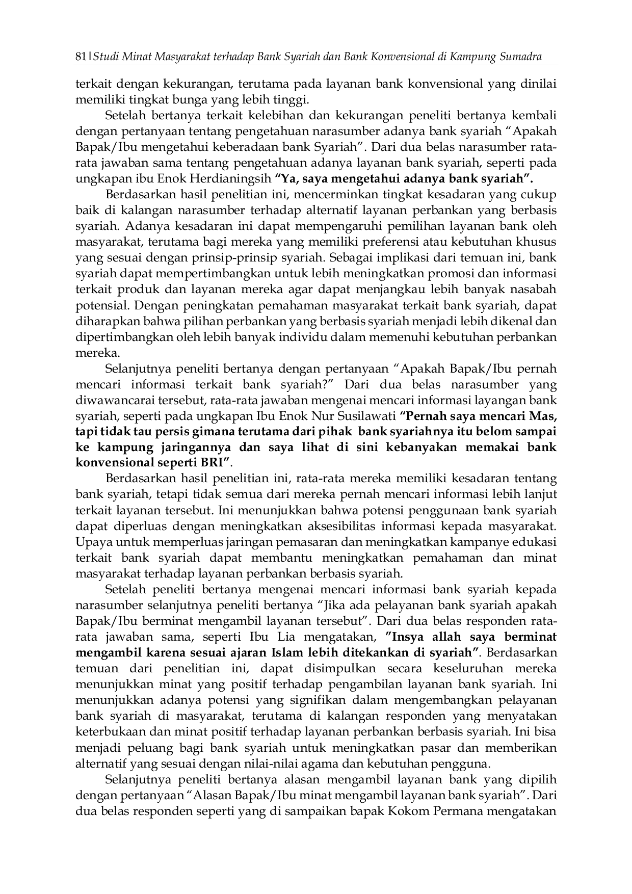 JURIS Studi Minat Masyarakat terhadap Bank Syariah dan Bank Konvensional di Kampung Sumadra
