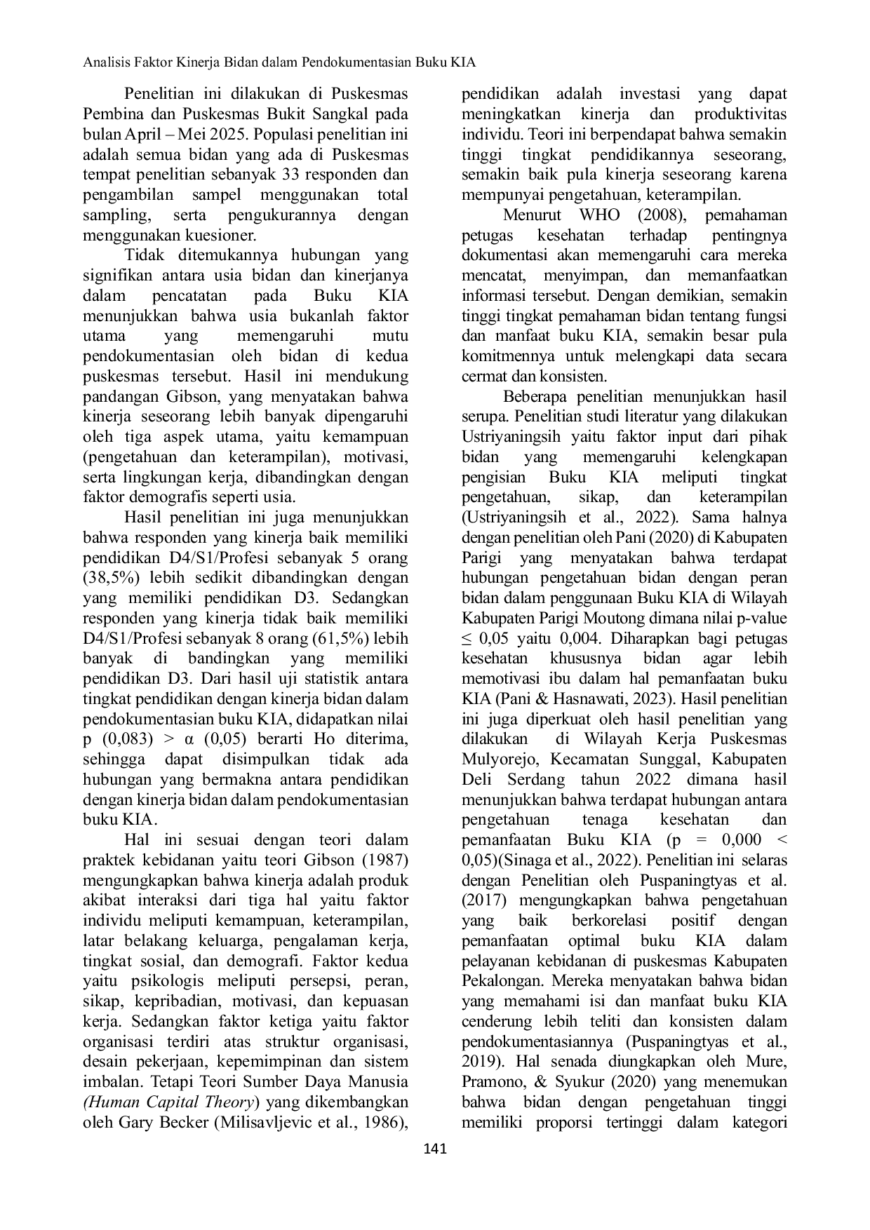 JURIS Analisis Faktor Kinerja Bidan Dalam Pendokumentasian Buku KIA