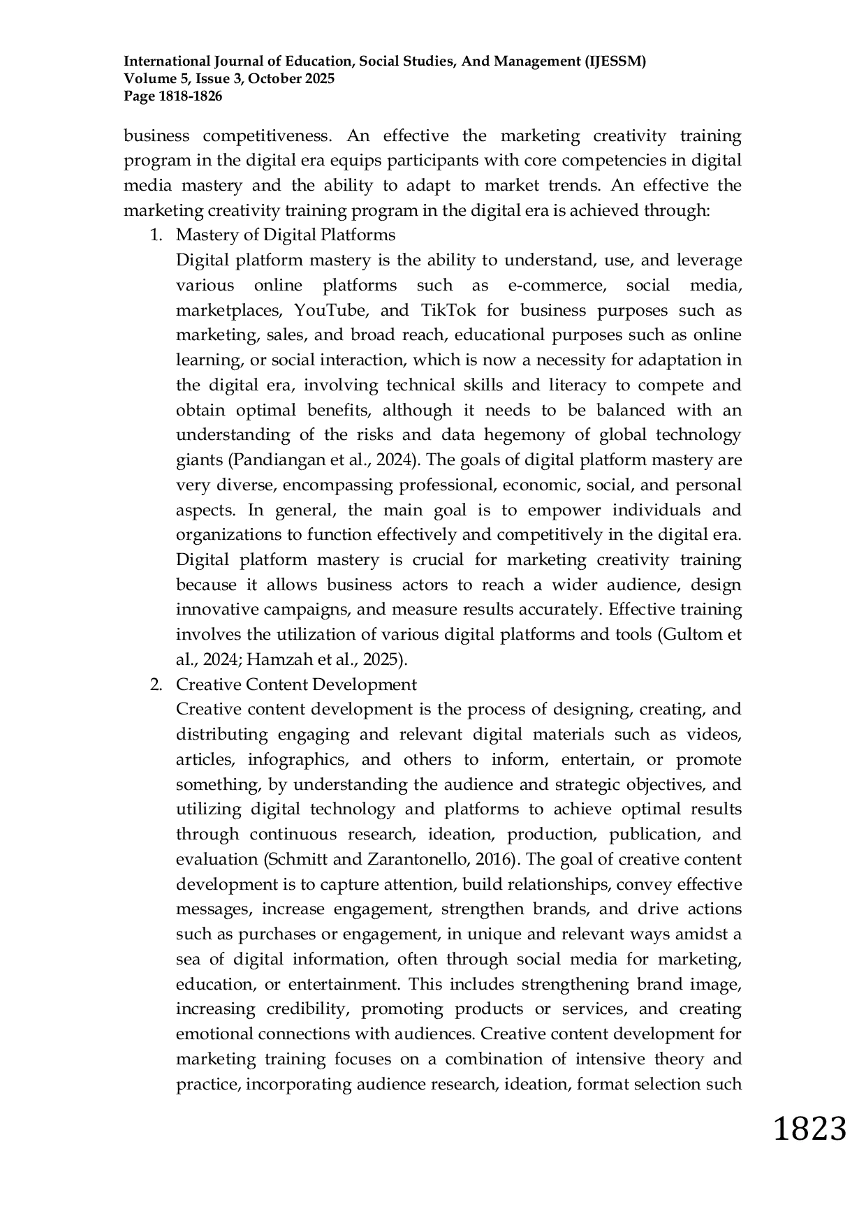 JURIS Analysis of the Marketing Creativity Training Program in the Digital Era