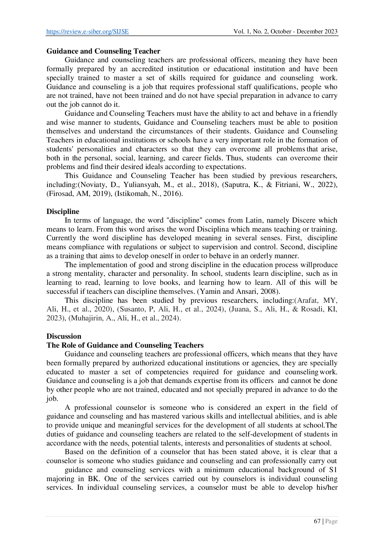 juris The Role of Guidance and Counseling Teachers in Improving Discipline in Generation Z
