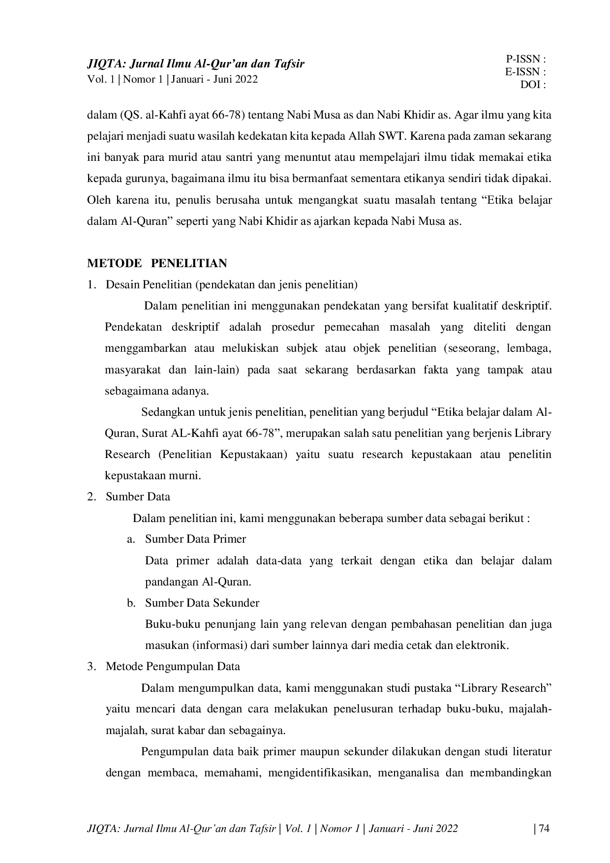 JURIS Etika Belajar Dalam Al Quran Studi Analisis Surat Al Kahfi Ayat 66 78