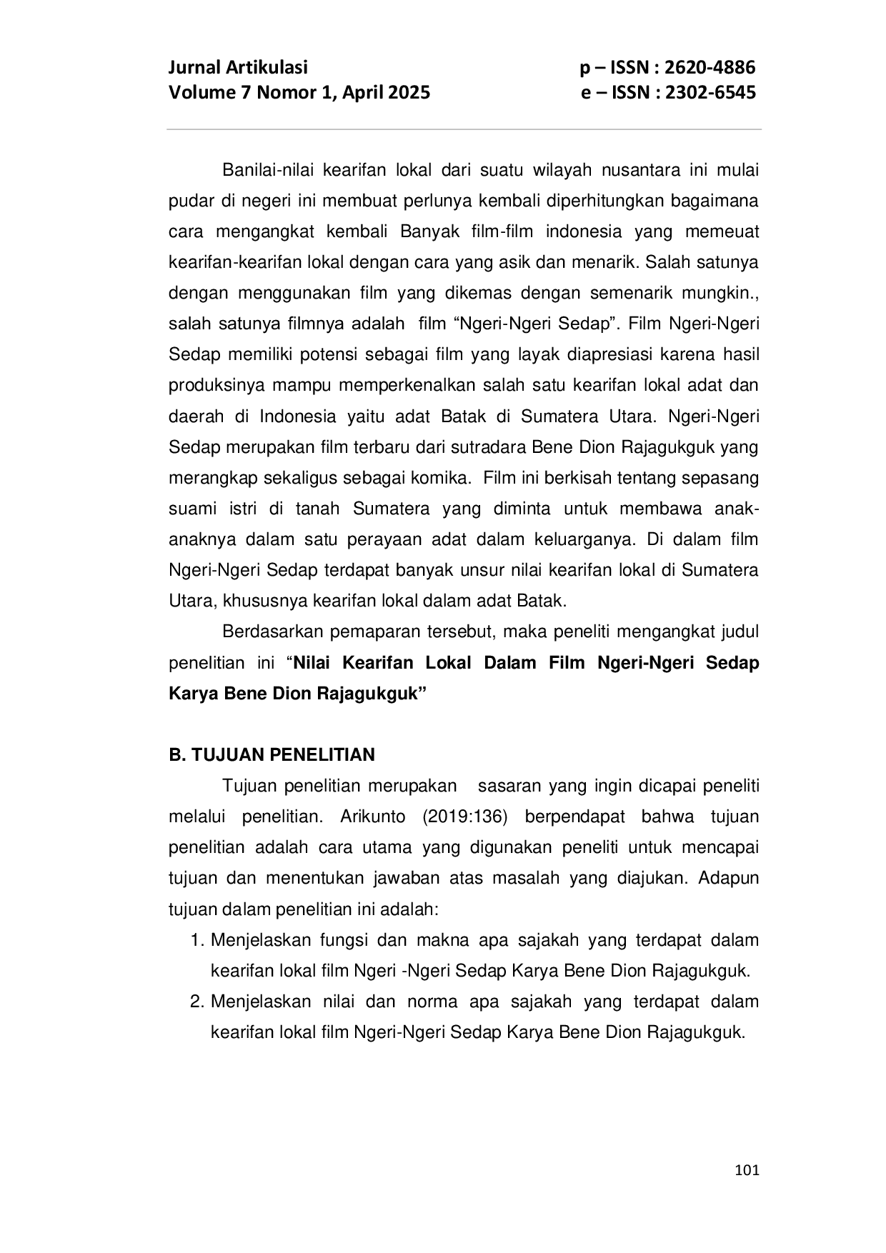 JURIS Kearifan Lokal Dalam Film Ngeri Ngeri Sedap Karya Bene Dion Rajagukguk