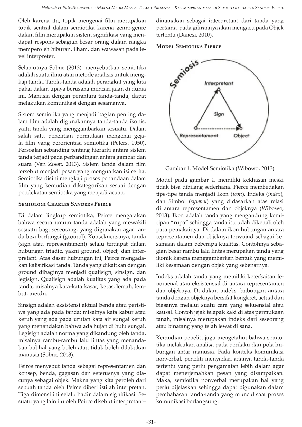 JURIS Konstruksi Makna Media Massa Telaah Presentasi Kepemimpinan melalui Semiologi Charles Sanders Peirce