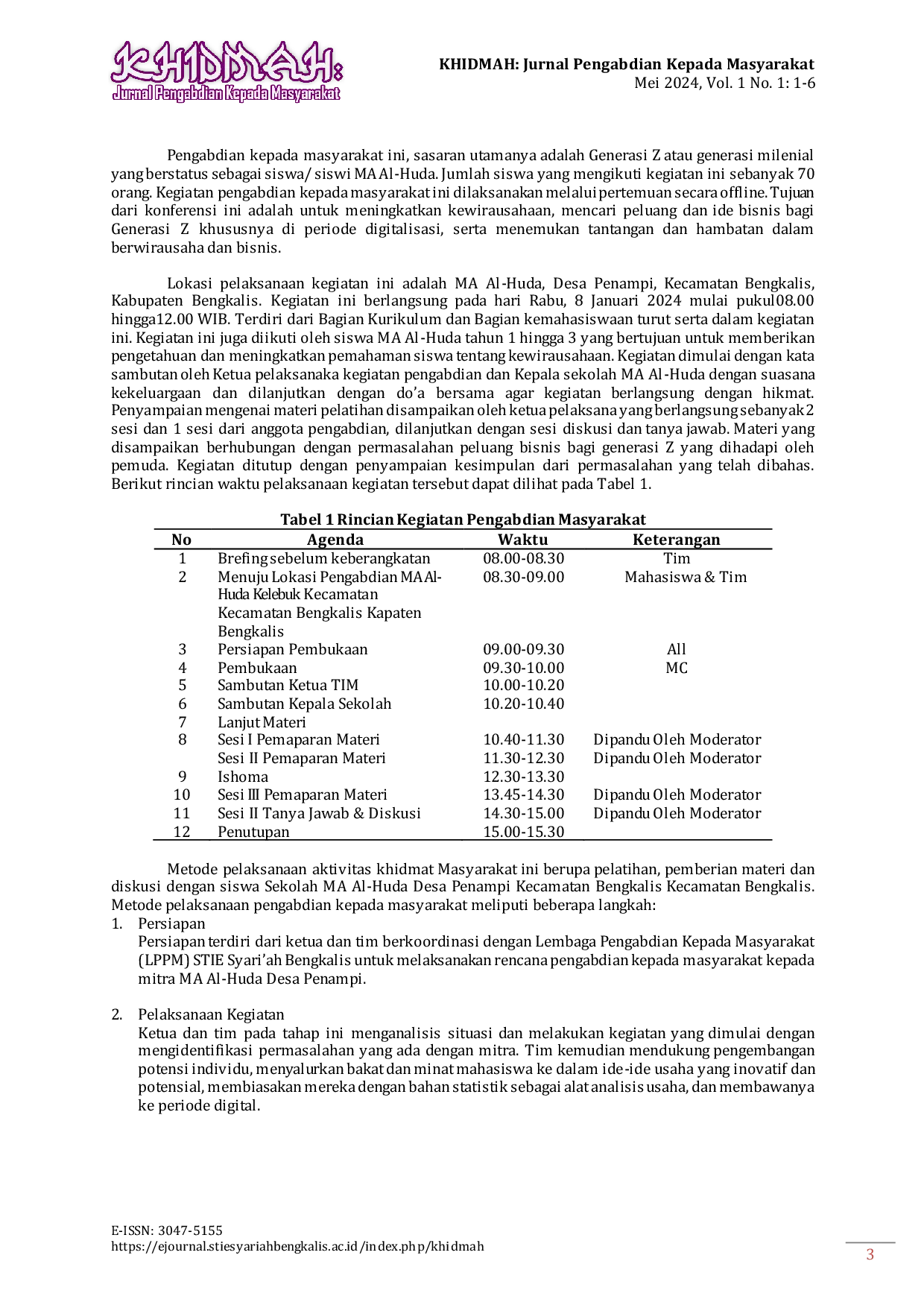 JURIS Pelatihan Kewirausahaan Dalam Meningkatkan Peluang Bisnis Generasi Z Di Era 5 0 Pada Siswa MA Kecamatan Bengkalis