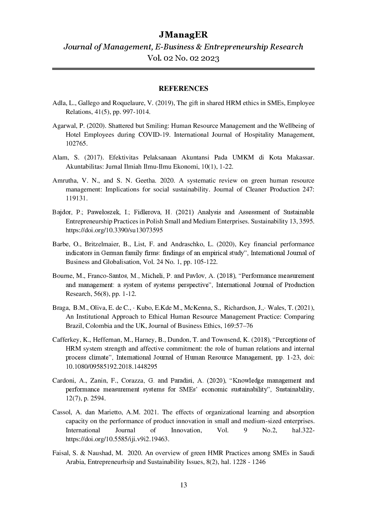 juris The Influence of HRM Practices on SMEs Organizational Performance