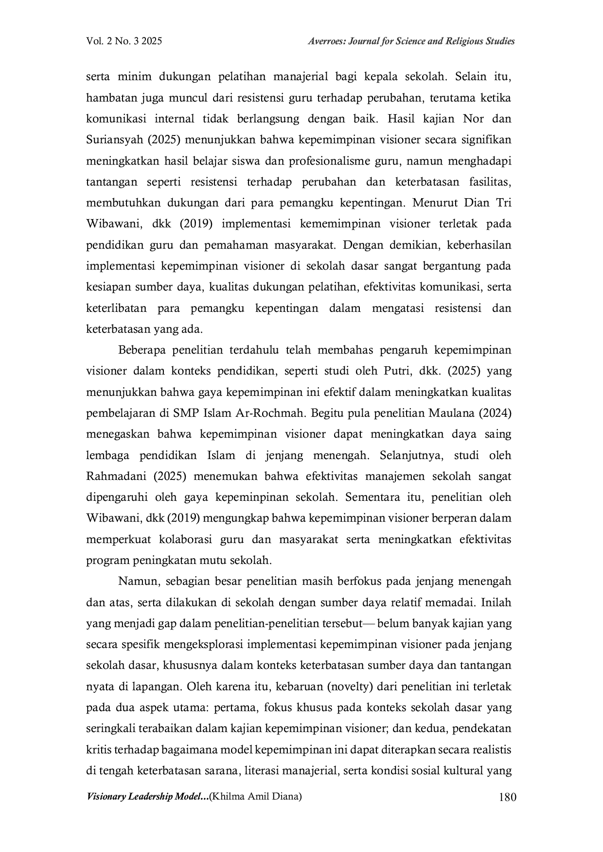 JURIS Visionary Leadership Model of School Principals in Improving the Quality of Education in Elementary Schools