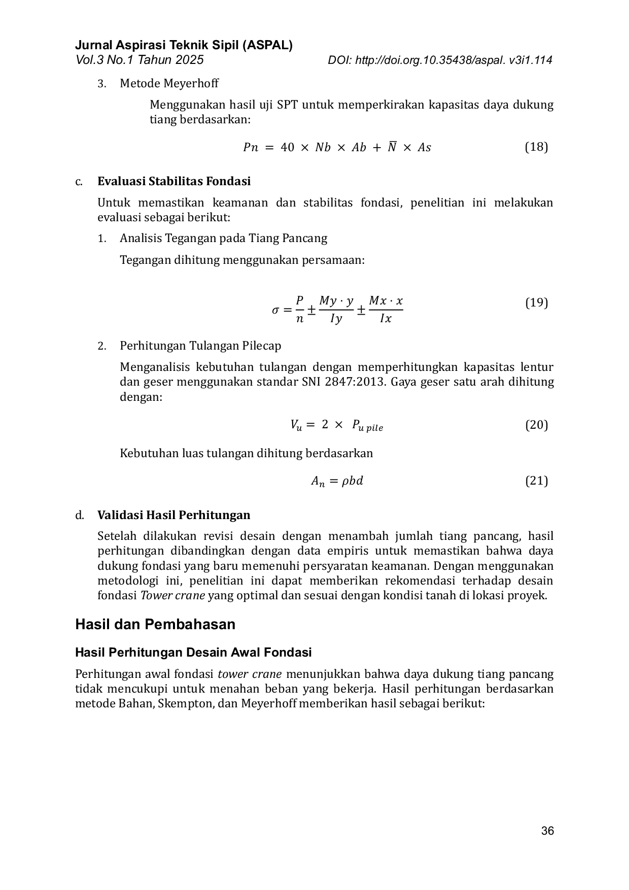 JURIS Redesain Fondasi Tower Crane Pada Pembangunan Rumah Susun Di Jakarta