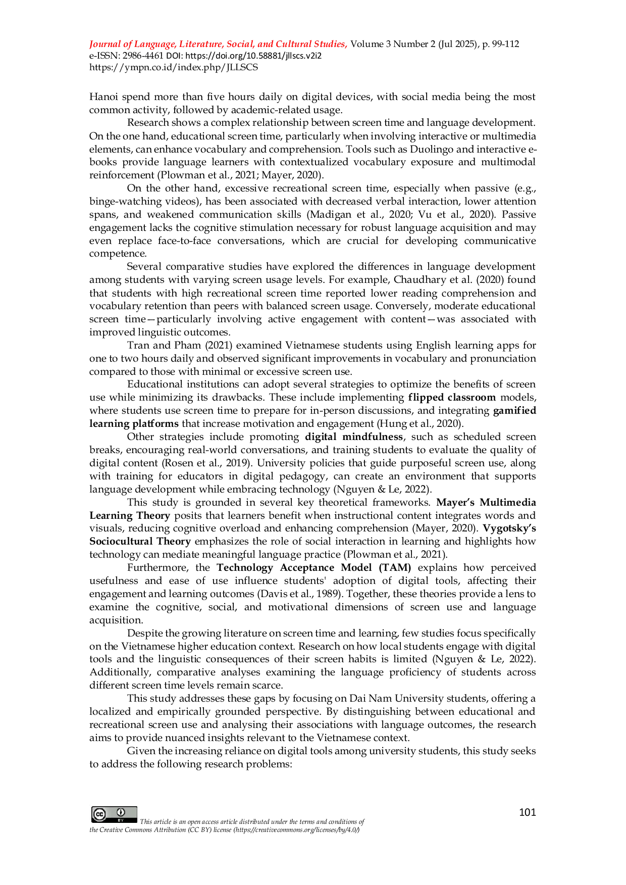 JURIS Examining the effects of screen time on language development A university based study in Hanoi Vietnam